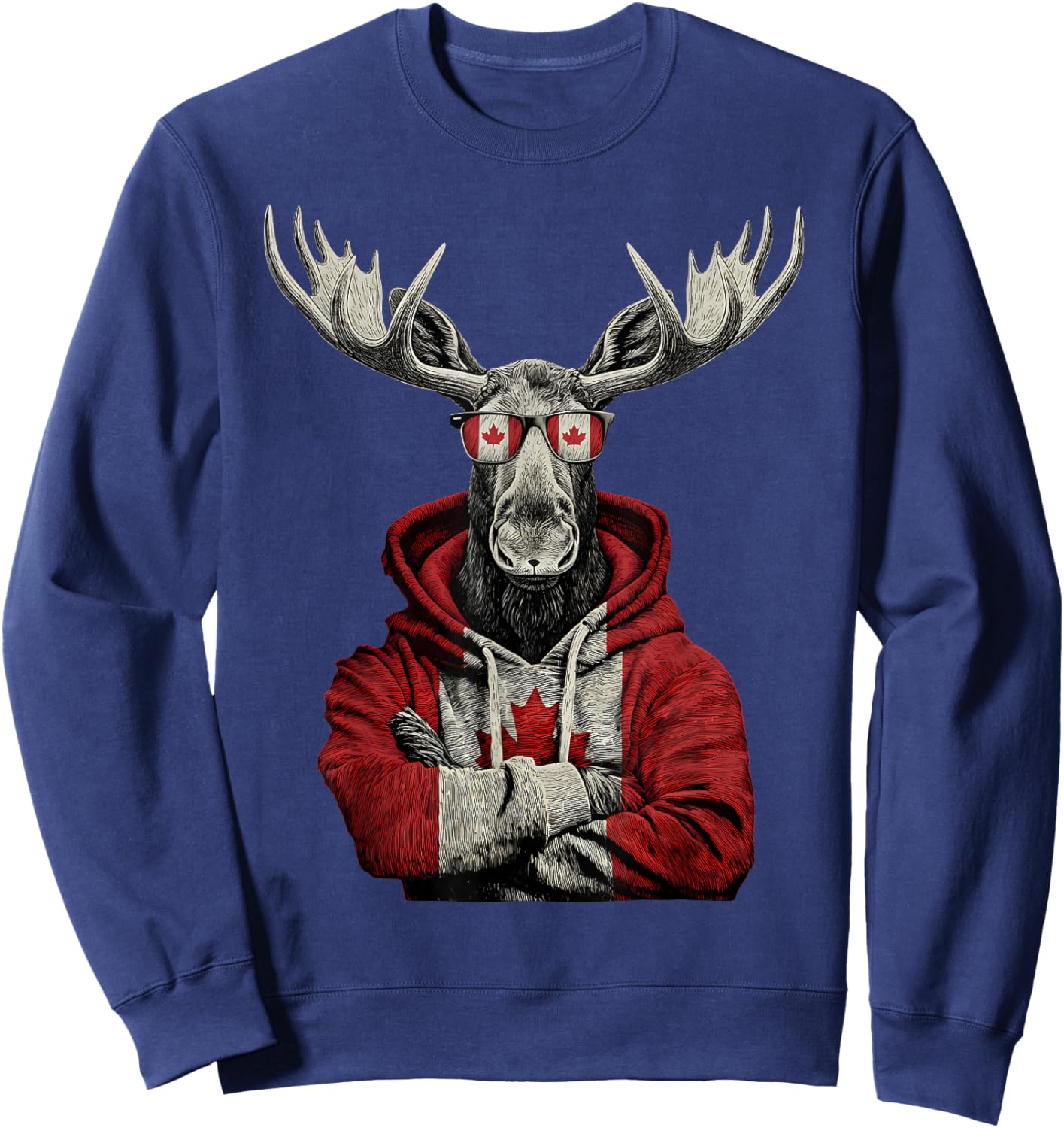 Canada Moose Canadian Pride Canada Maple Leaf Canada Flag Sweatshirt - Sweatshirt | Navy