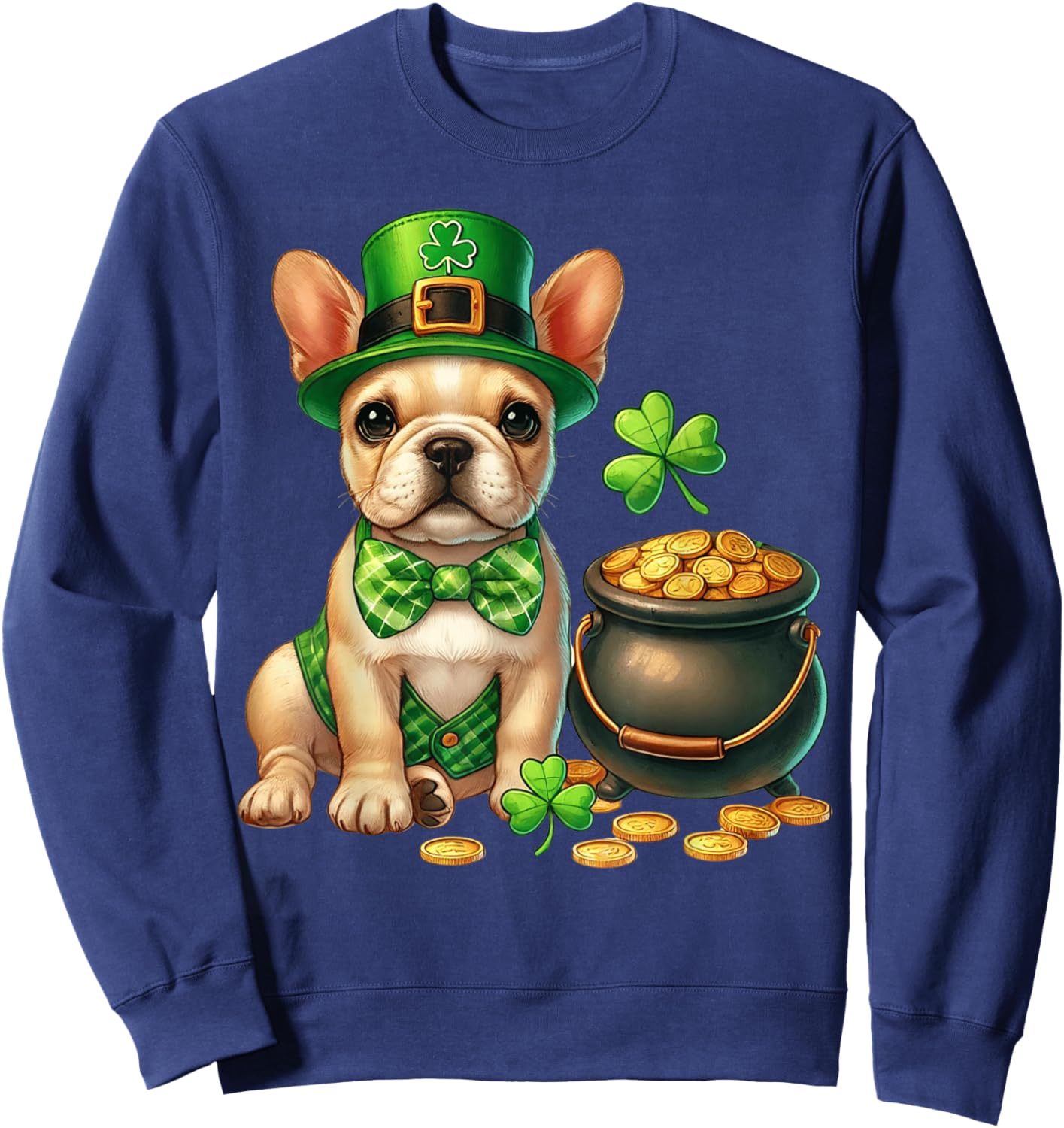 French Bulldog Leprechaun St Patricks Day Shamrock Kids Dog Sweatshirt - Sweatshirt | Navy