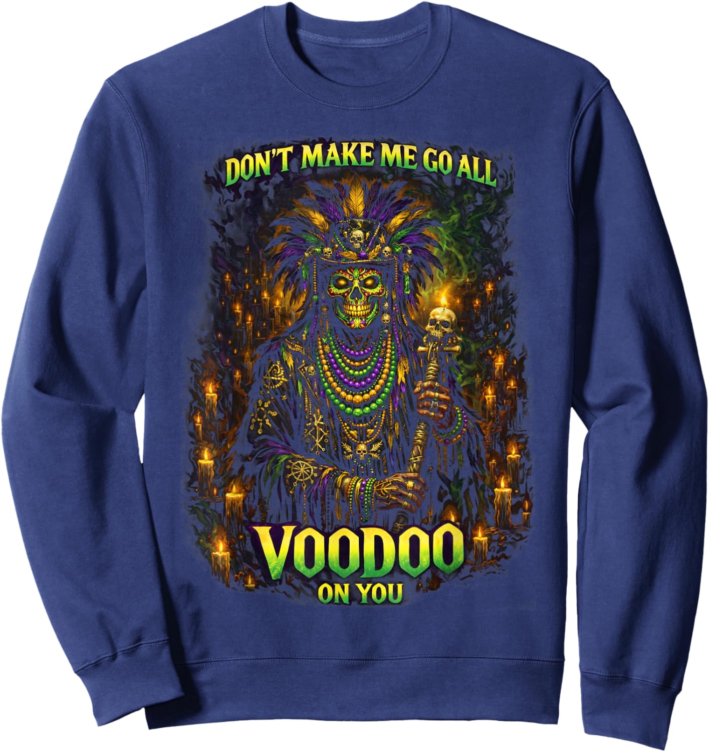 Mardi Gras Witch Doctor Voodoo Priest Top Hat New Orleans Sweatshirt - Sweatshirt | Navy