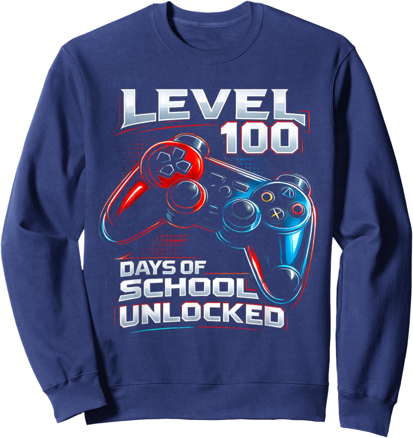 Level 100 Days of School Unlocked Gamer Video Games Boys Sweatshirt - Sweatshirt | Navy