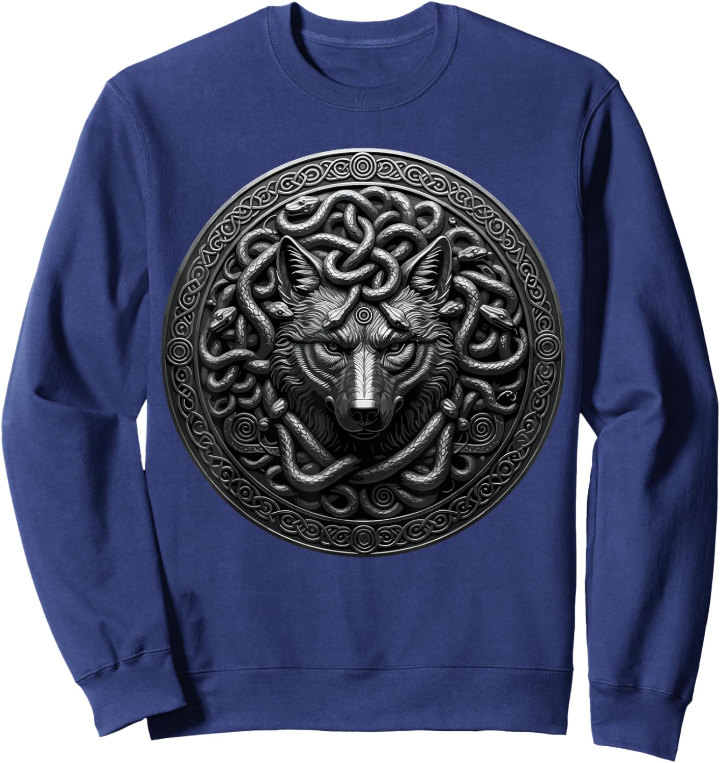 Medusa Head Myth Gorgon Wolf Snake Hair Greek Mythology Sweatshirt - Sweatshirt | Navy