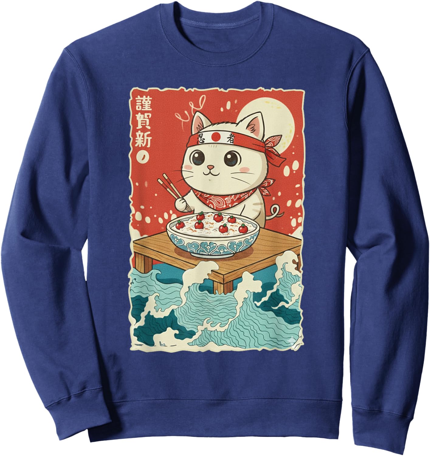 Kawaii Cat Semolina Porridge Sweatshirt - Sweatshirt | Navy