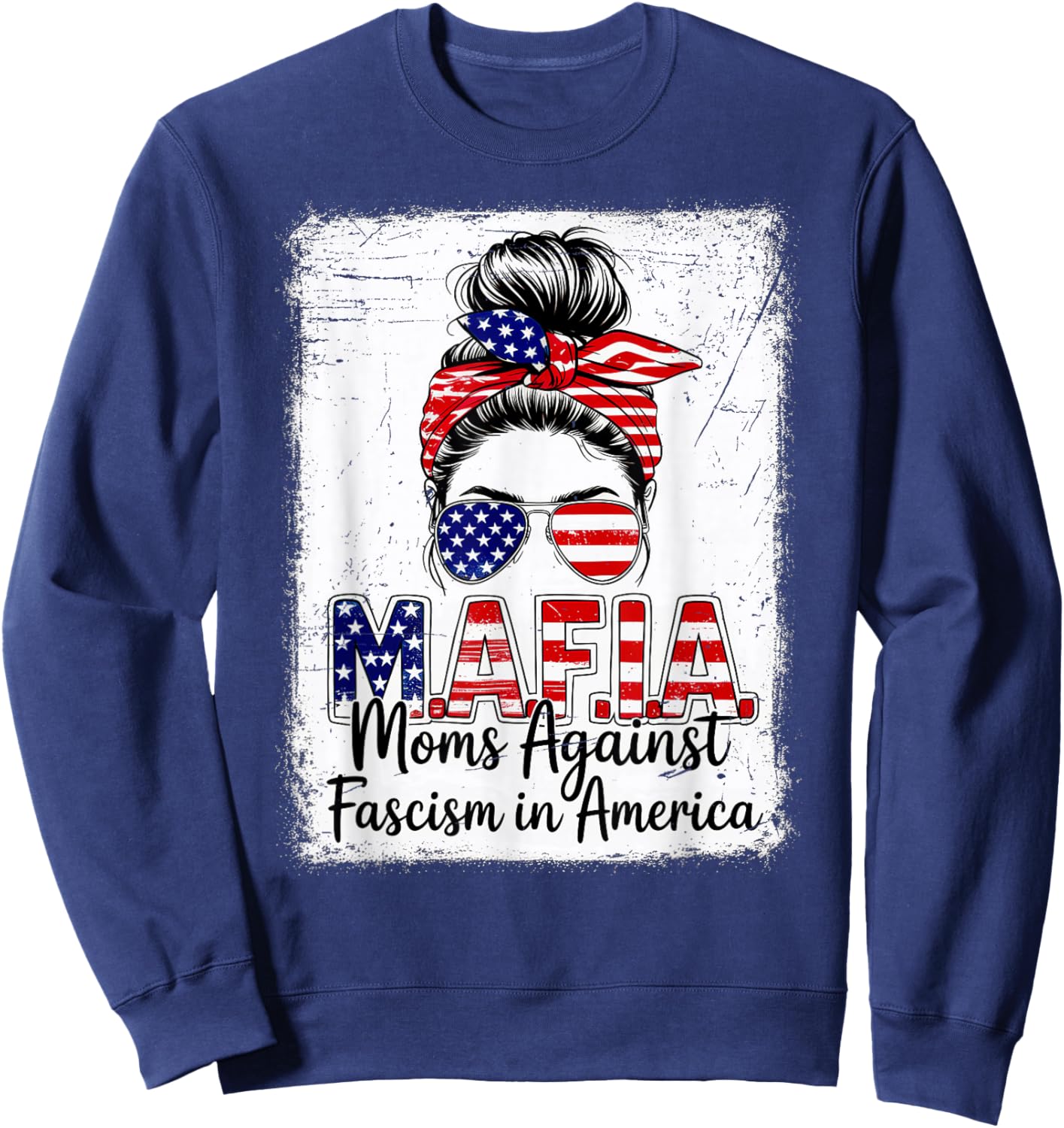 Moms Against Fascism in America Patriotic Graphic Sweatshirt - Sweatshirt | Navy