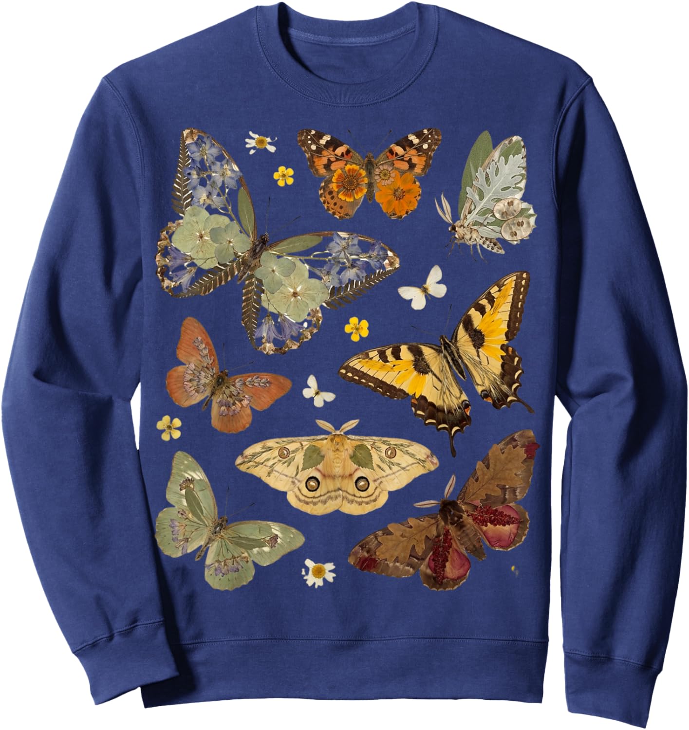 Retro Blue Butterflies Lovers Nature Fairycore Men Women Kid Sweatshirt - Sweatshirt | Navy