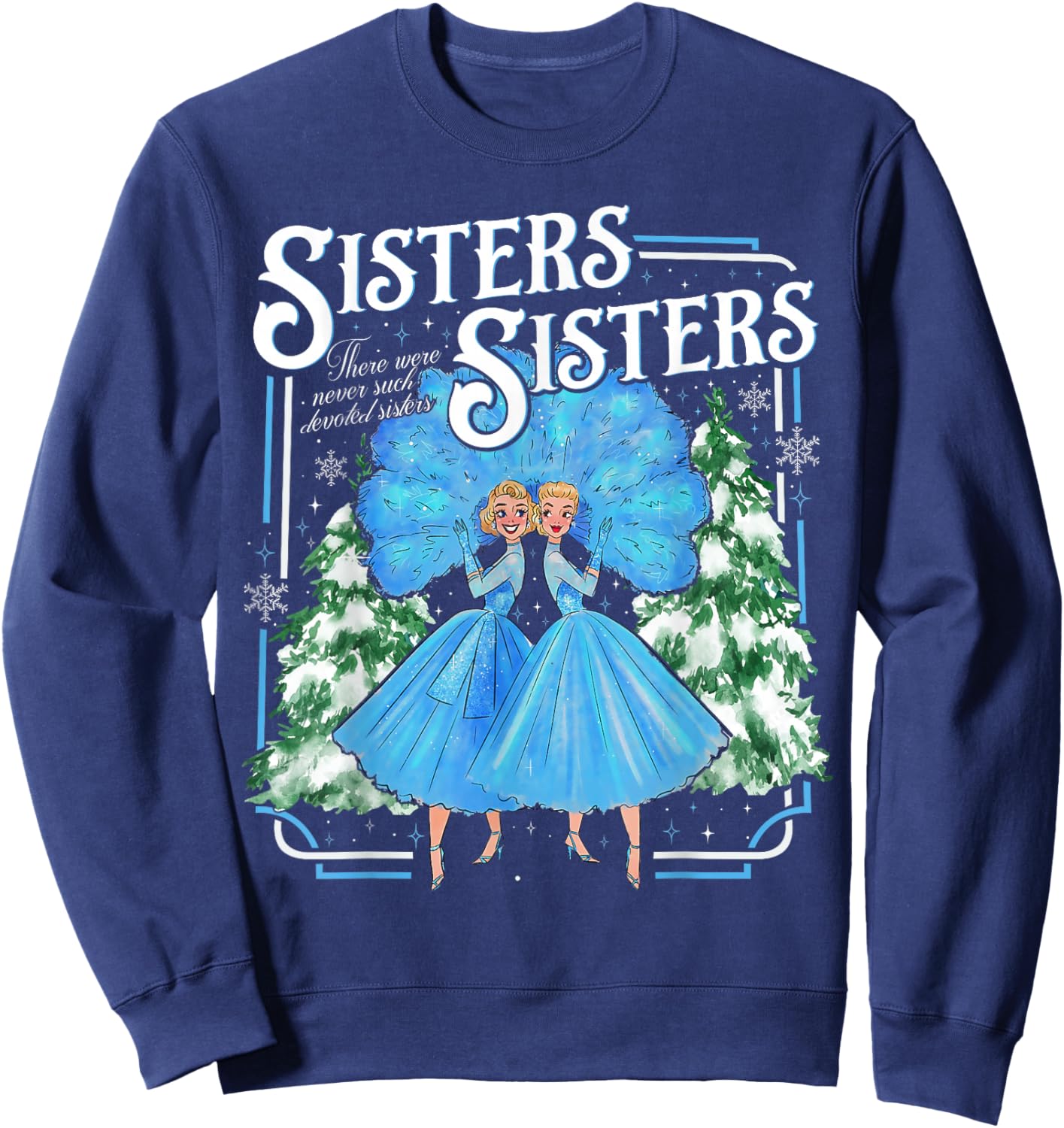 Sisters White Xmas Merry Christmas Snowflake Pajamas Holiday Sweatshirt - Sweatshirt | Navy