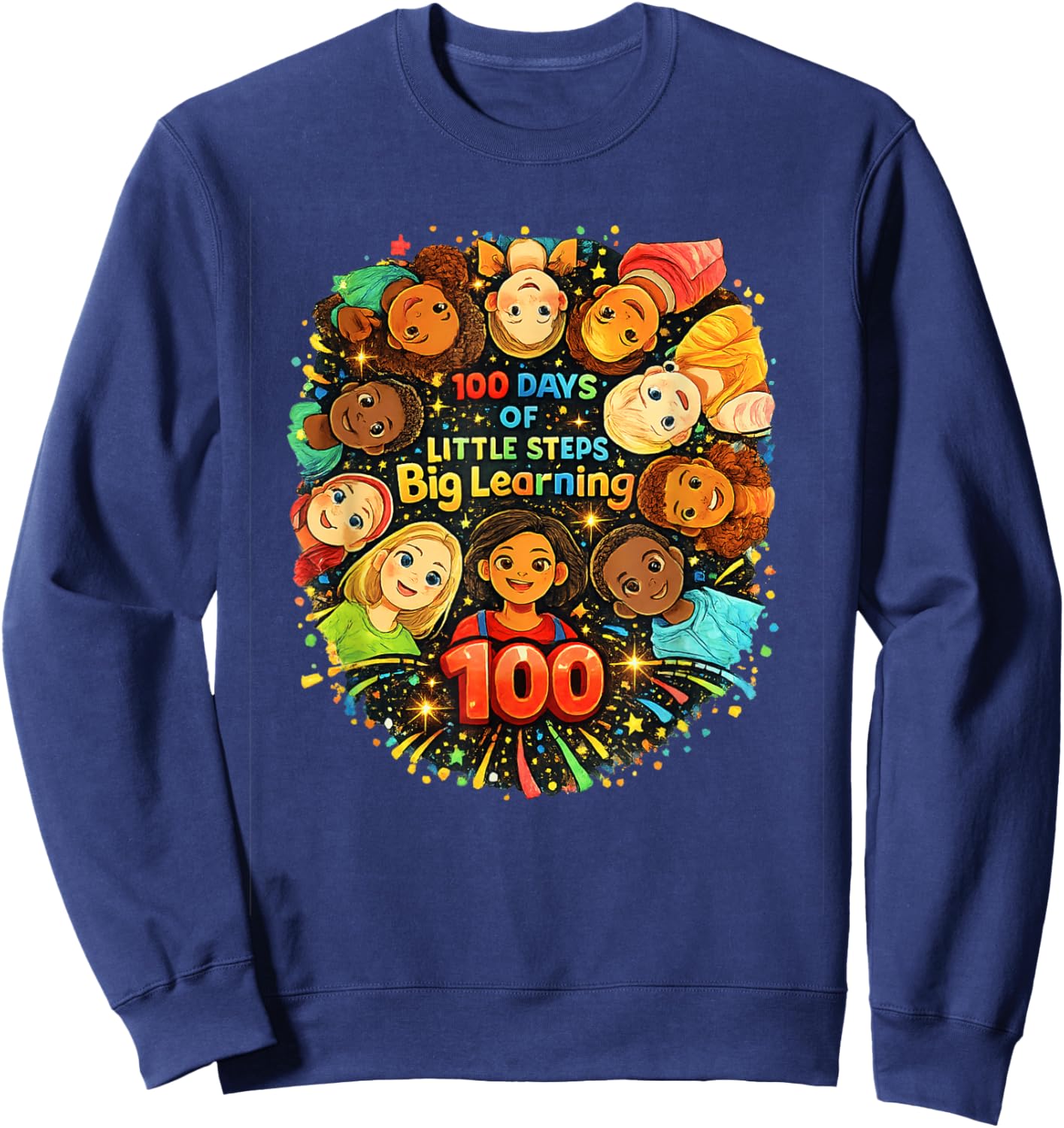 Awesome 100 Days of School | 100th Day of School Kids Sweatshirt - Sweatshirt | Navy