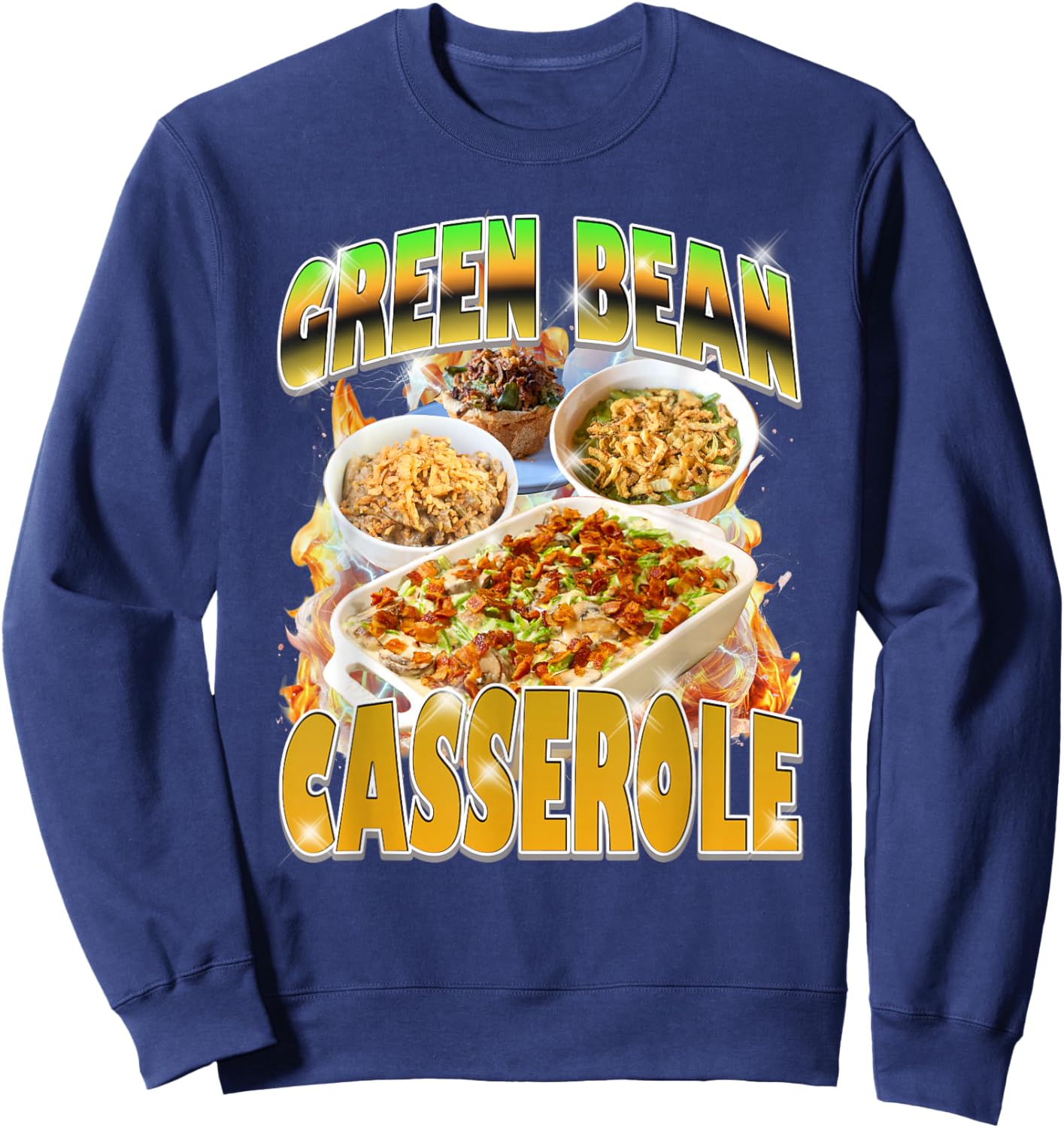 Thanksgiving Green Bean Casserole Bootleg 90's Rap Vintage Sweatshirt - Sweatshirt | Navy