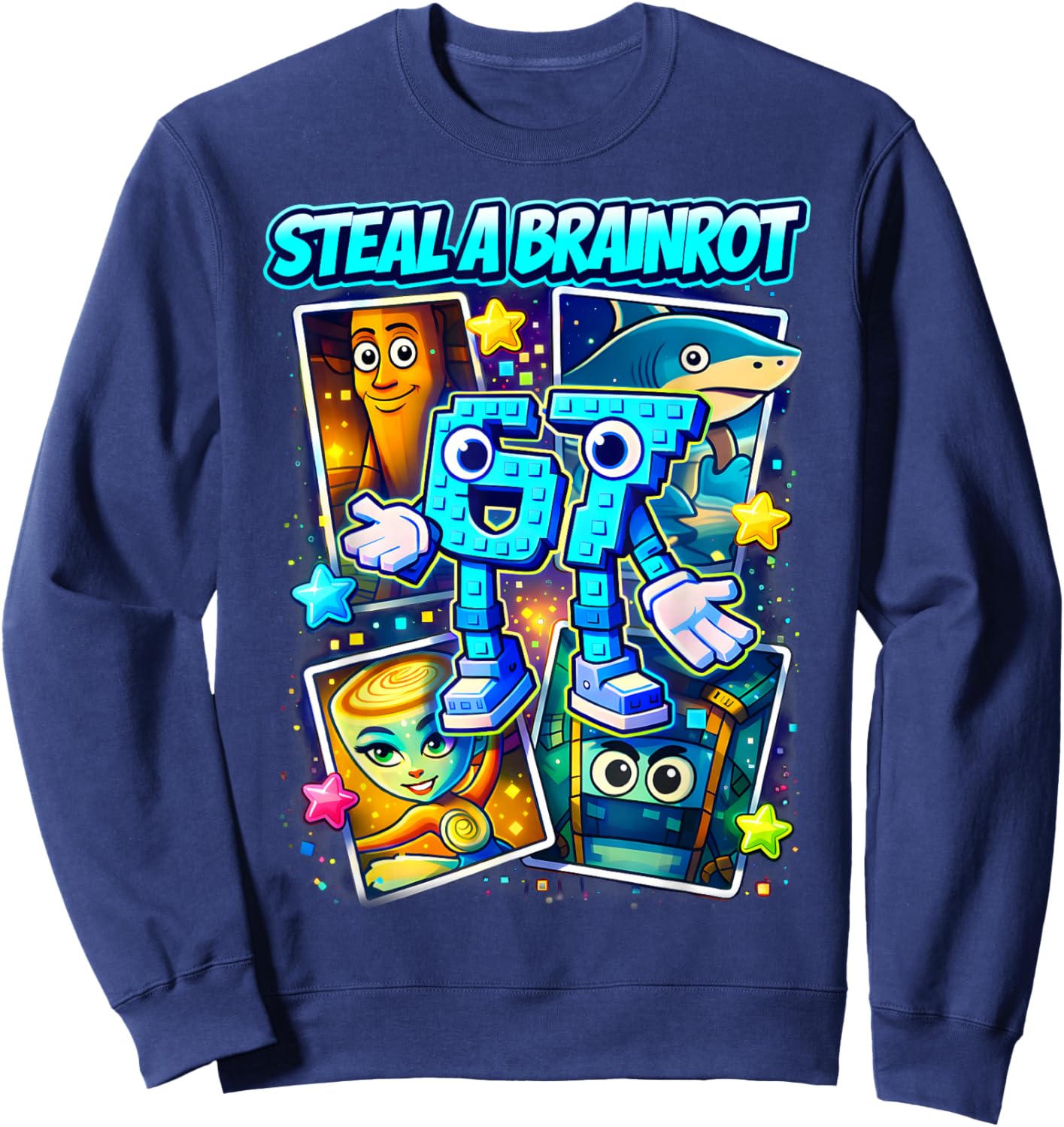 Funny 67 Steal A Brainrot 6 7 Birthday Boy Gift Kid Boys Sweatshirt - Sweatshirt | Navy