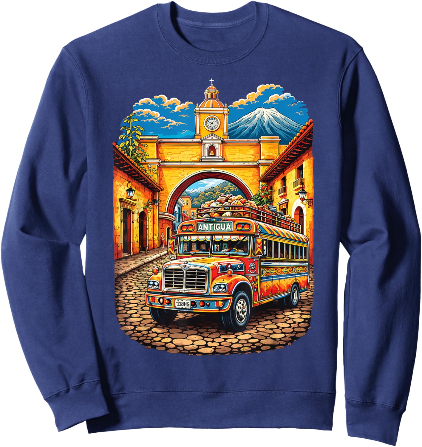 Guatemala Chicken Bus Antigua Chapin Quetzal Guate Tikal 502 Sweatshirt - Sweatshirt | Navy
