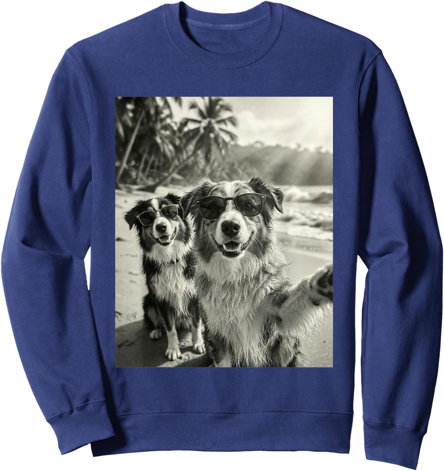 Cool Australian Shepherd Selfie Beach Sunglasses Dogs Sweatshirt - Sweatshirt | Navy