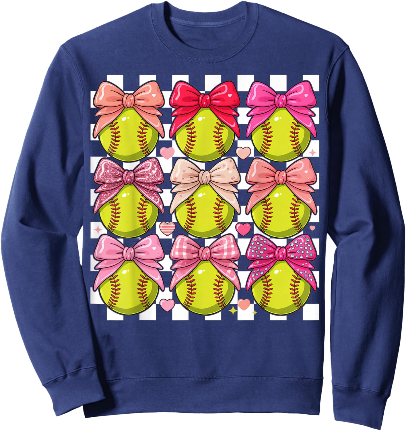 Girls Softball Pink Coquette Bow Softball Vibes Toddler Sweatshirt - Sweatshirt | Navy