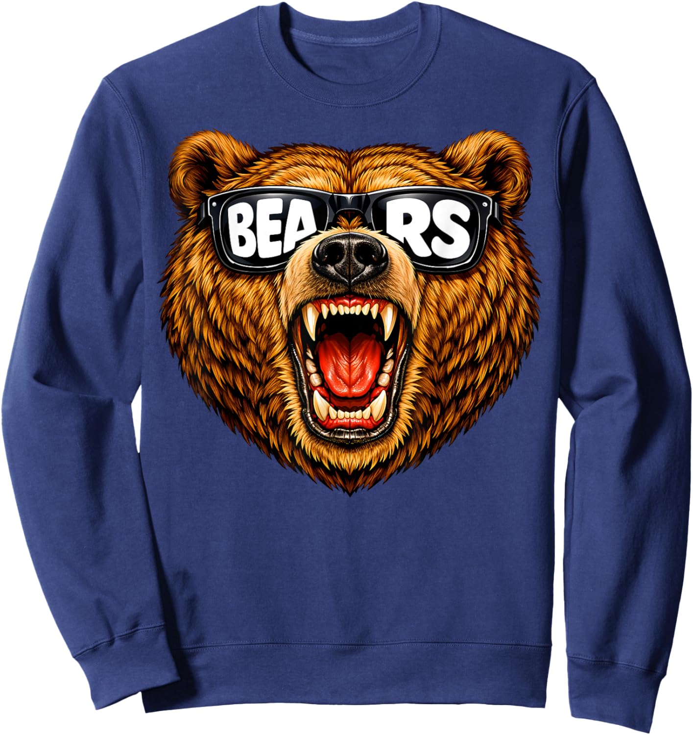 Roaring Grizzly Outdoor Wildlife Graphic Women Kids Sweatshirt - Sweatshirt | Navy