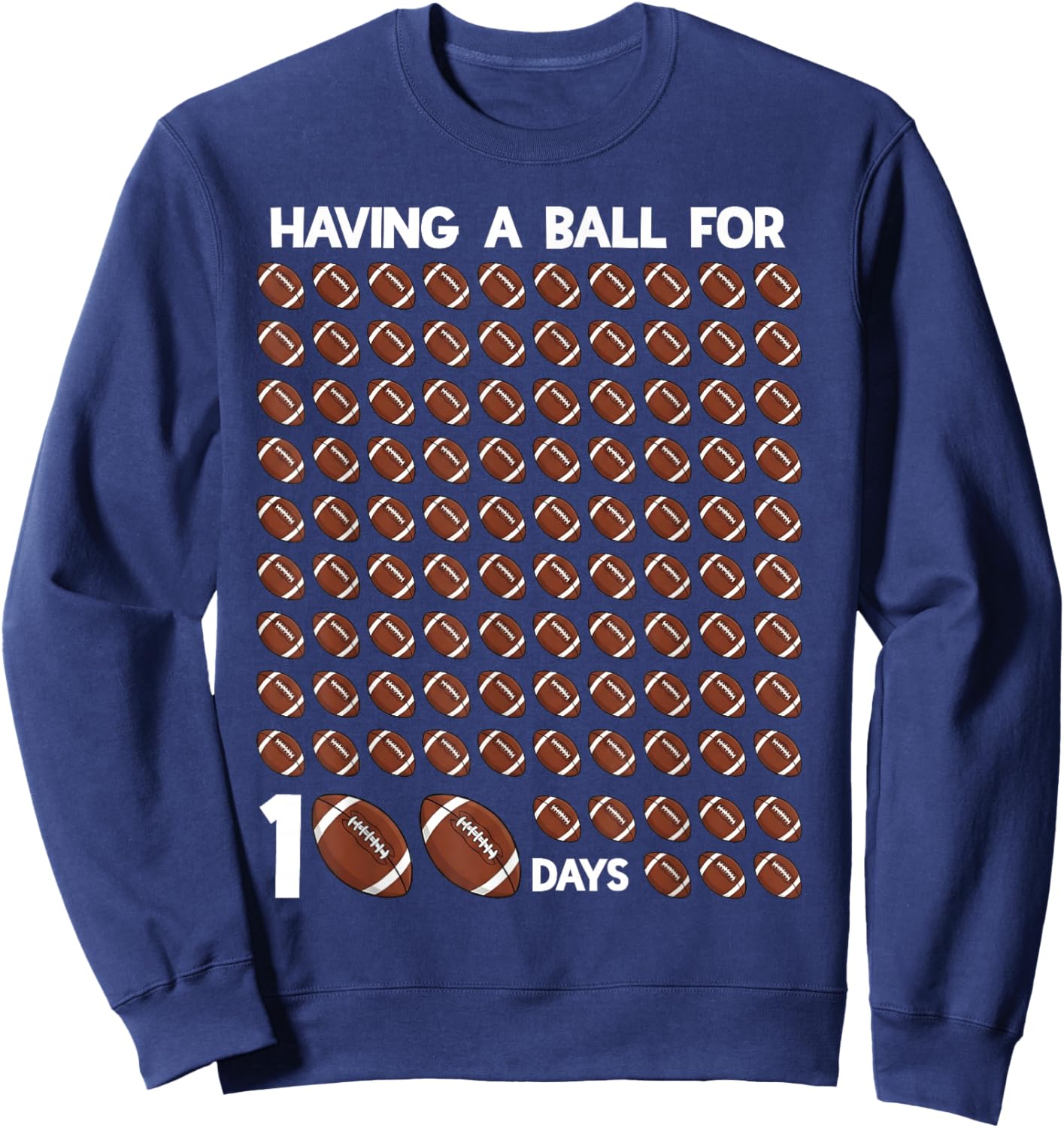 100 Days of School Boys Football 100th Day of School Kids Sweatshirt - Sweatshirt | Navy