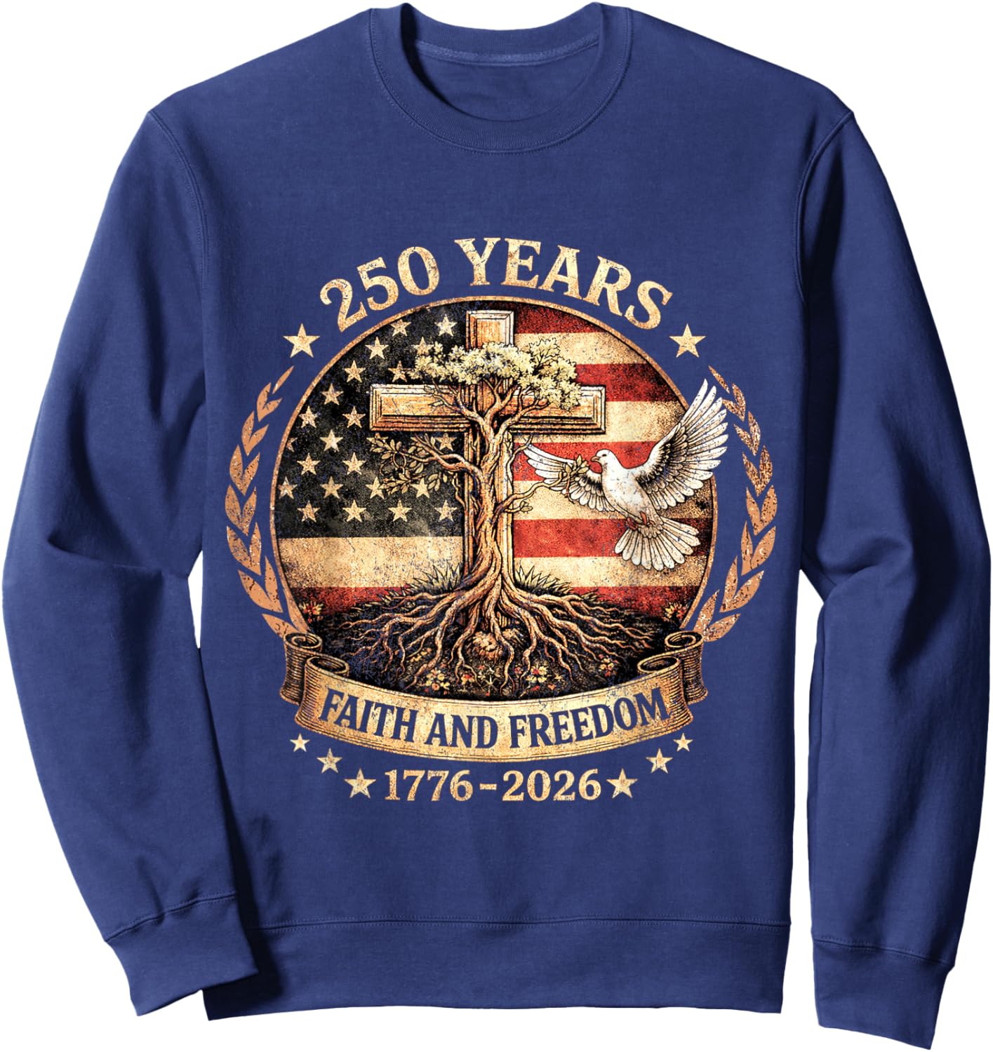 250 Years American 1776 2026 250th USA Birthday 4th of July Sweatshirt - Sweatshirt | Navy
