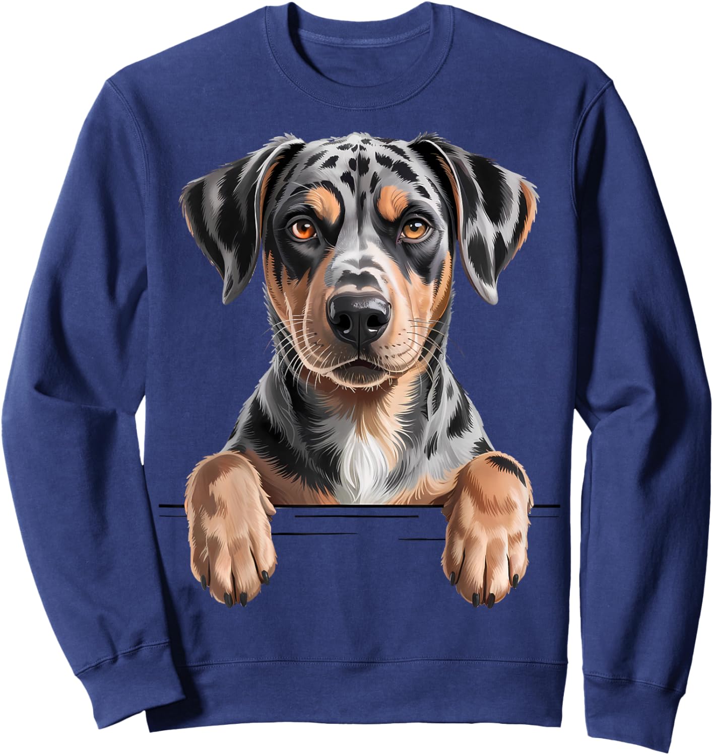 Catahoula Leopard Dog Cute Funny Peeking Puppy Sweatshirt - Sweatshirt | Navy