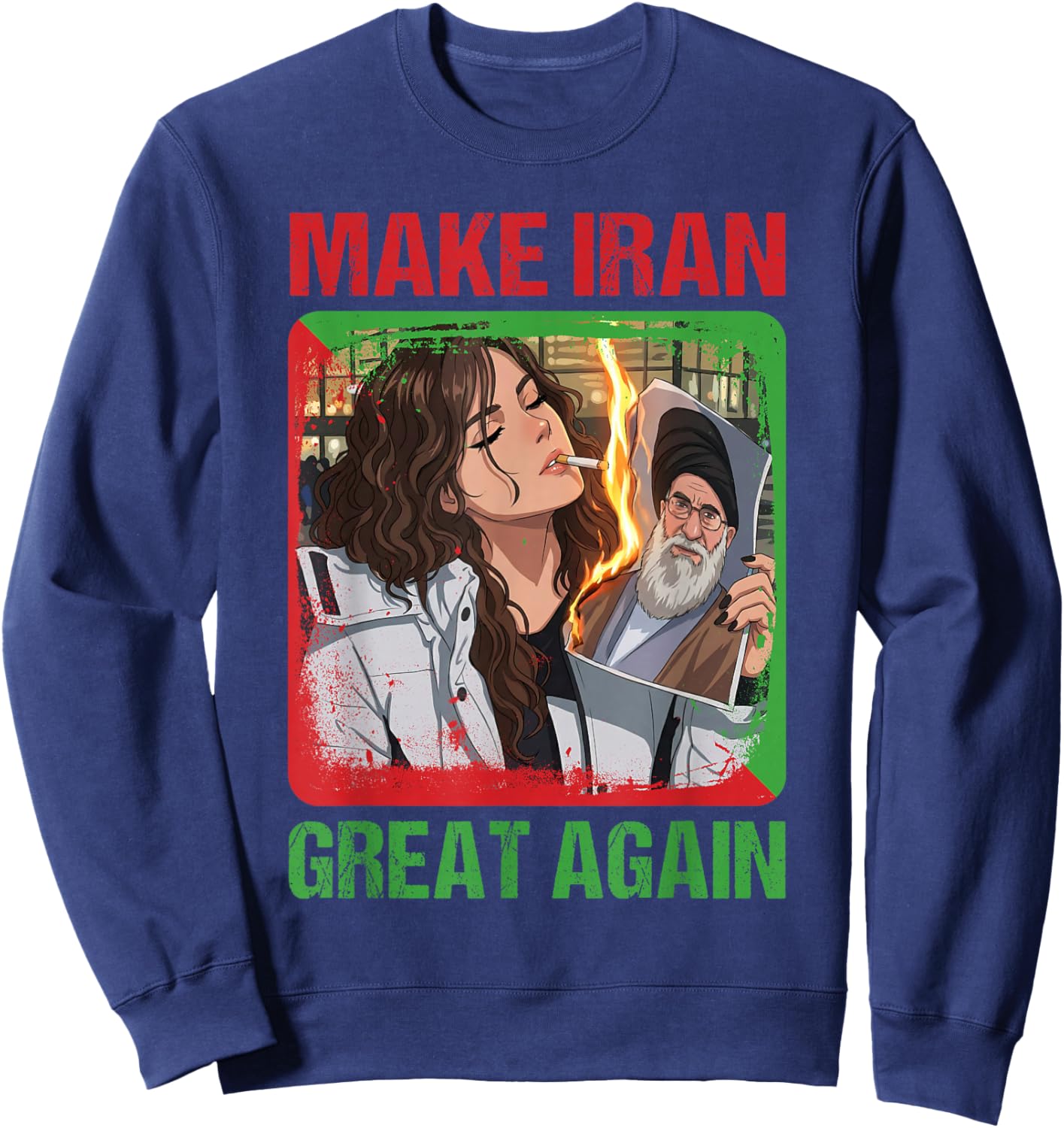 Cigarette of Rebellion Smoke of Resistance Iran Revolution Sweatshirt - Sweatshirt | Navy
