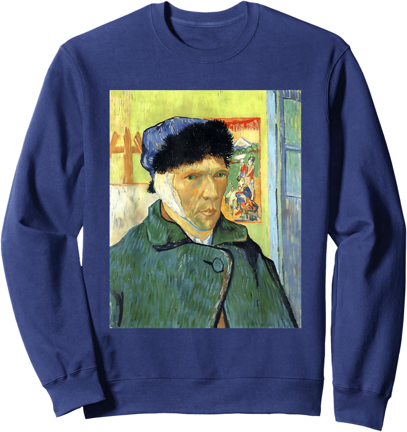 Self Portrait with Bandaged Ear by Vincent Van Gogh (1889) Sweatshirt - Sweatshirt | Navy