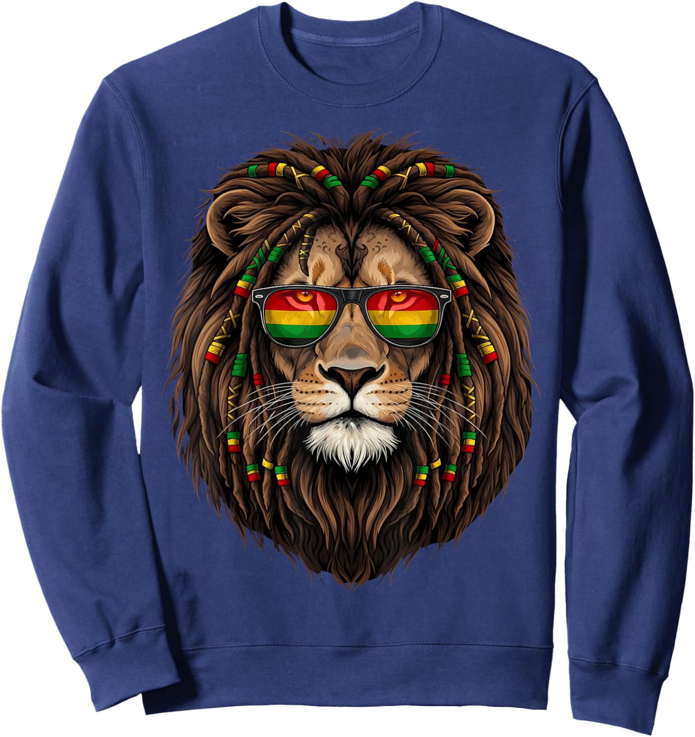 Jamaican Lion of Judah Rastafari Roots Rasta Reggae Music Sweatshirt - Sweatshirt | Navy