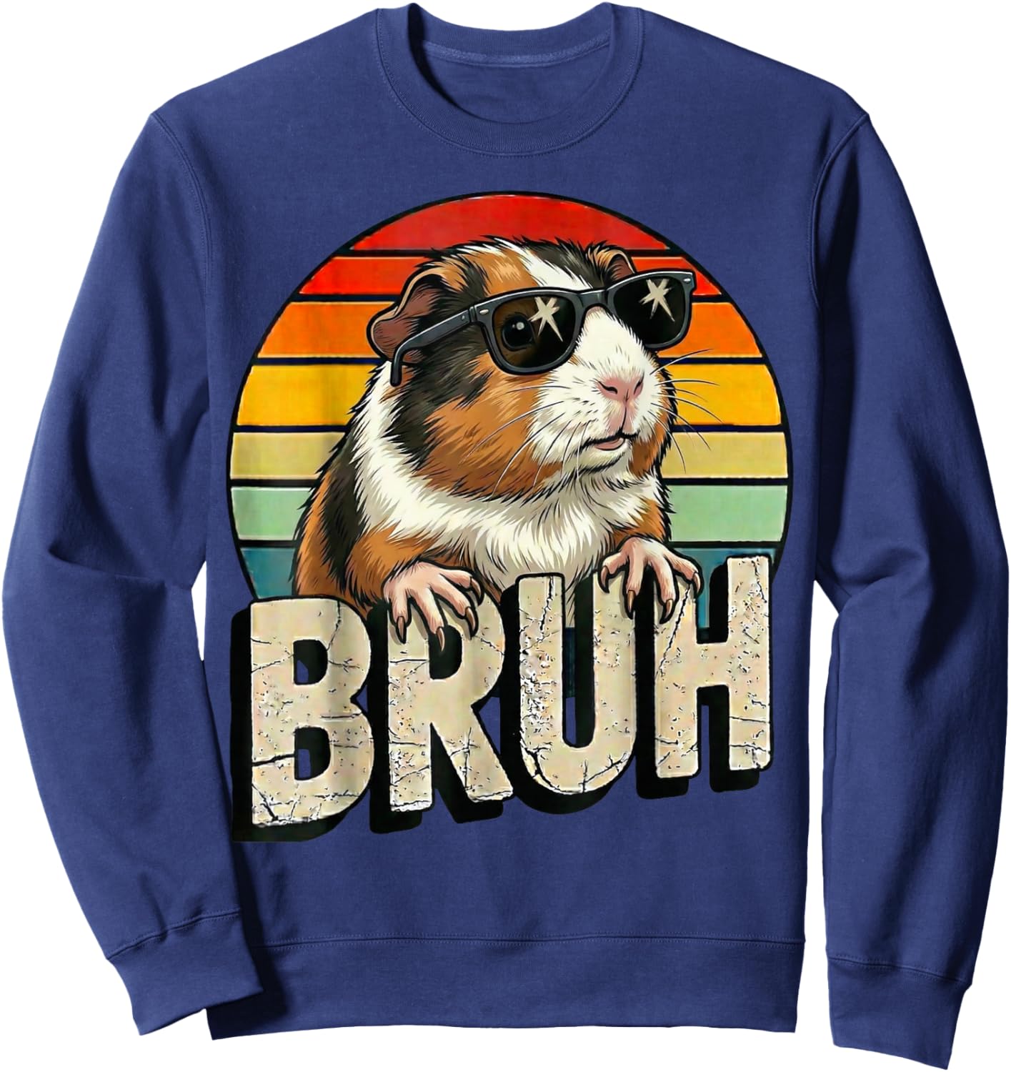 Bruh Bro Kids Boys Cute Wheek Funny Guinea Pig Lover Sweatshirt - Sweatshirt | Navy