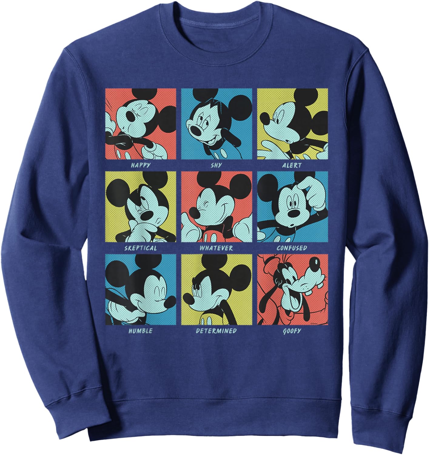 Disney Mickey Mouse and Goofy Current Mood Funny Retro Moods Sweatshirt - Sweatshirt | Navy
