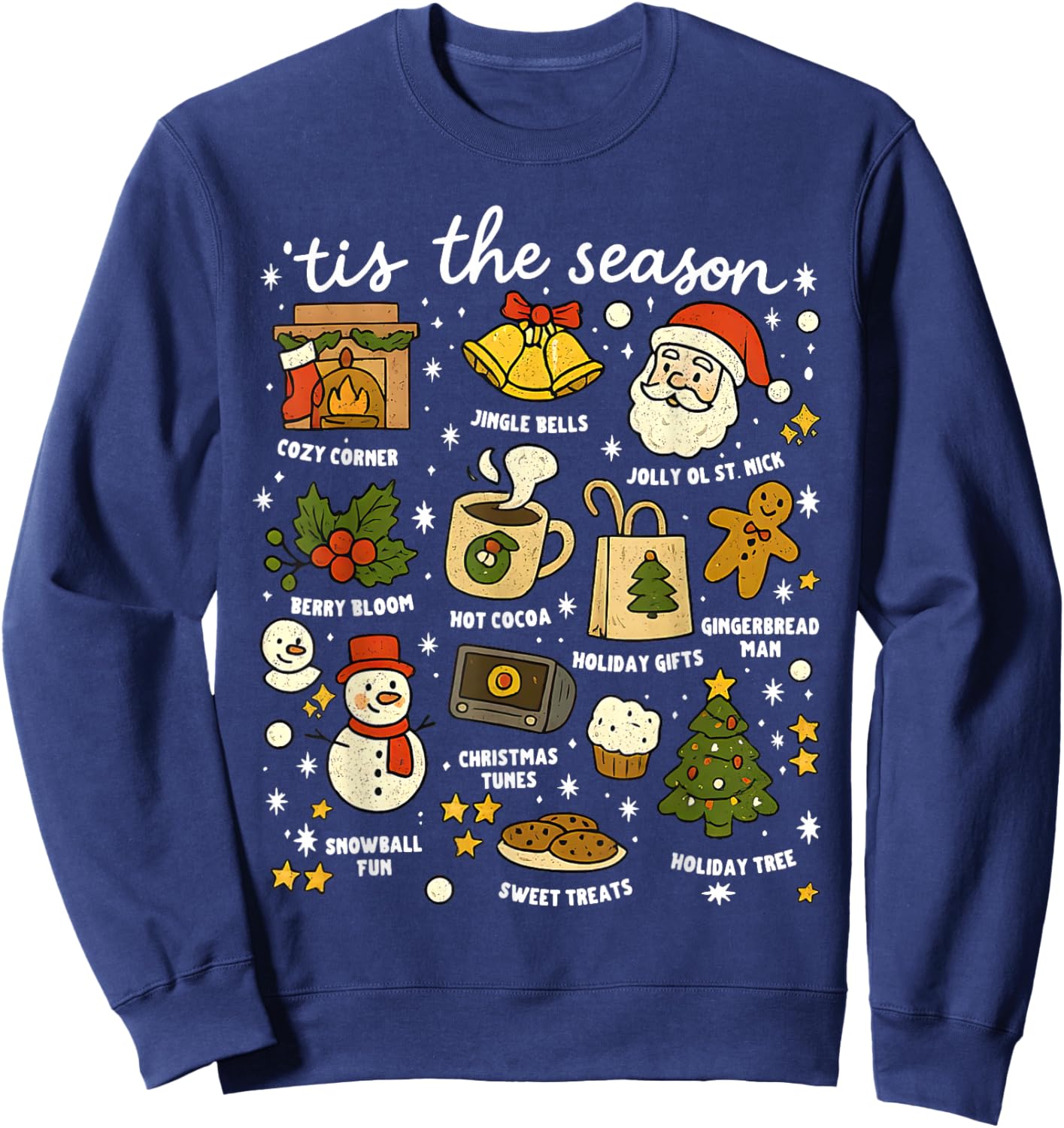 Christmas Tis The Season Vintage Funny Xmas Holiday Women Sweatshirt - Sweatshirt | Navy