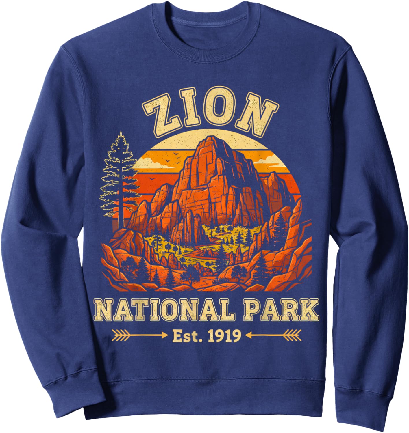 Zion National Park Utah USA Outdoor Vintage Men Women Sweatshirt - Sweatshirt | Navy
