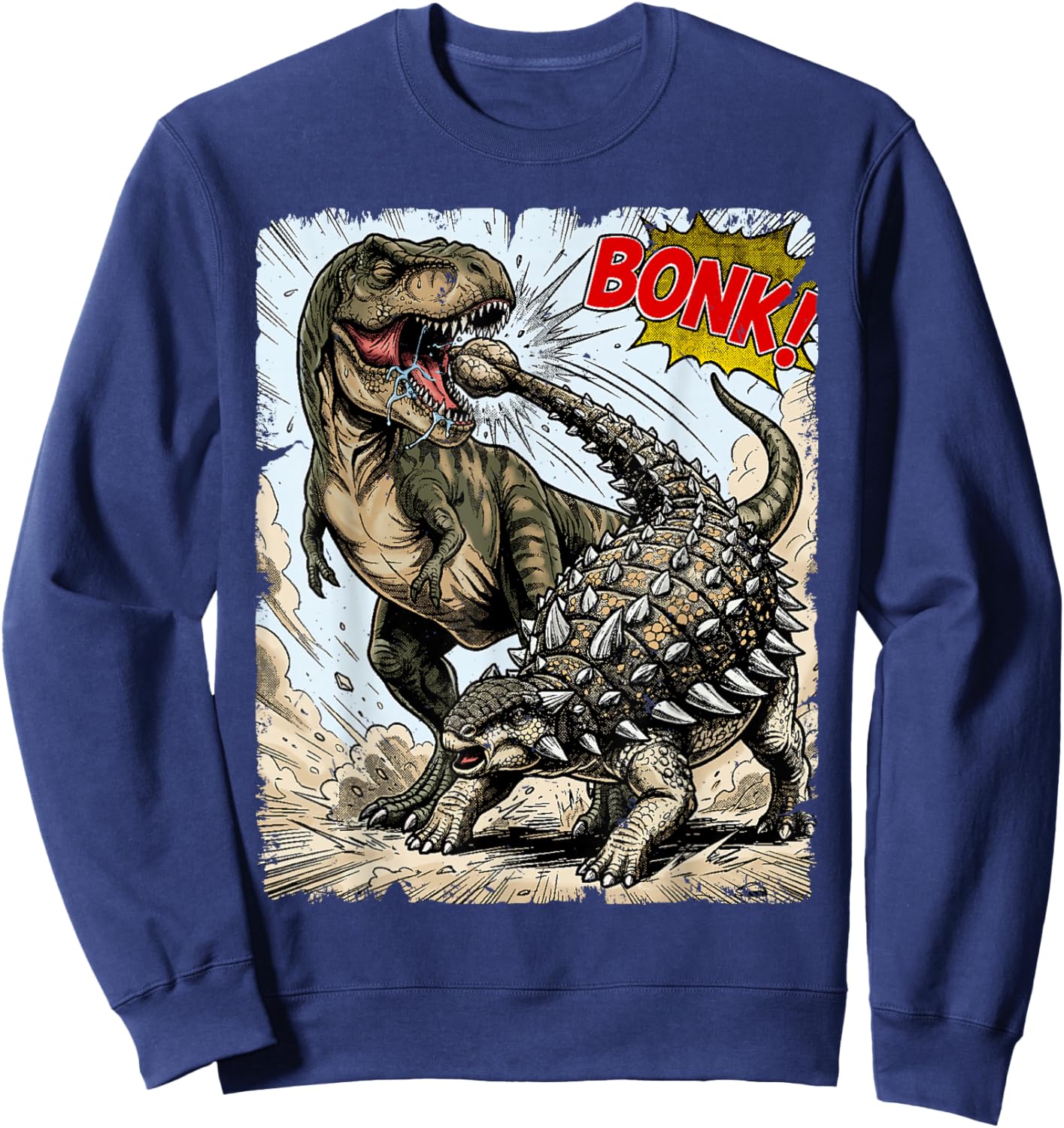 Bonk Dinosaur Funny Prehistoric Ankylosaurus Dino Meme Sweatshirt - Sweatshirt | Navy