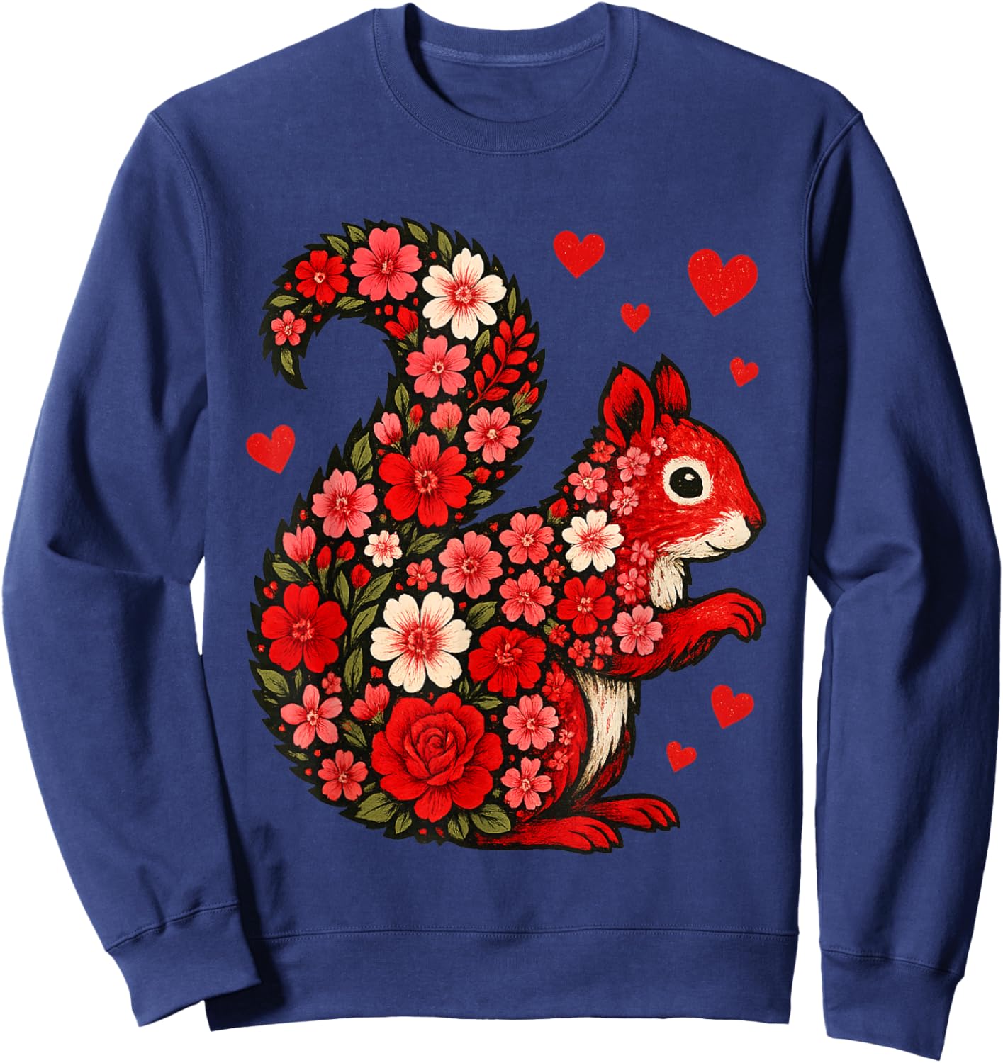 Cute Valentine Day Funny Girls Squirrel Valentines Day Women Sweatshirt - Sweatshirt | Navy