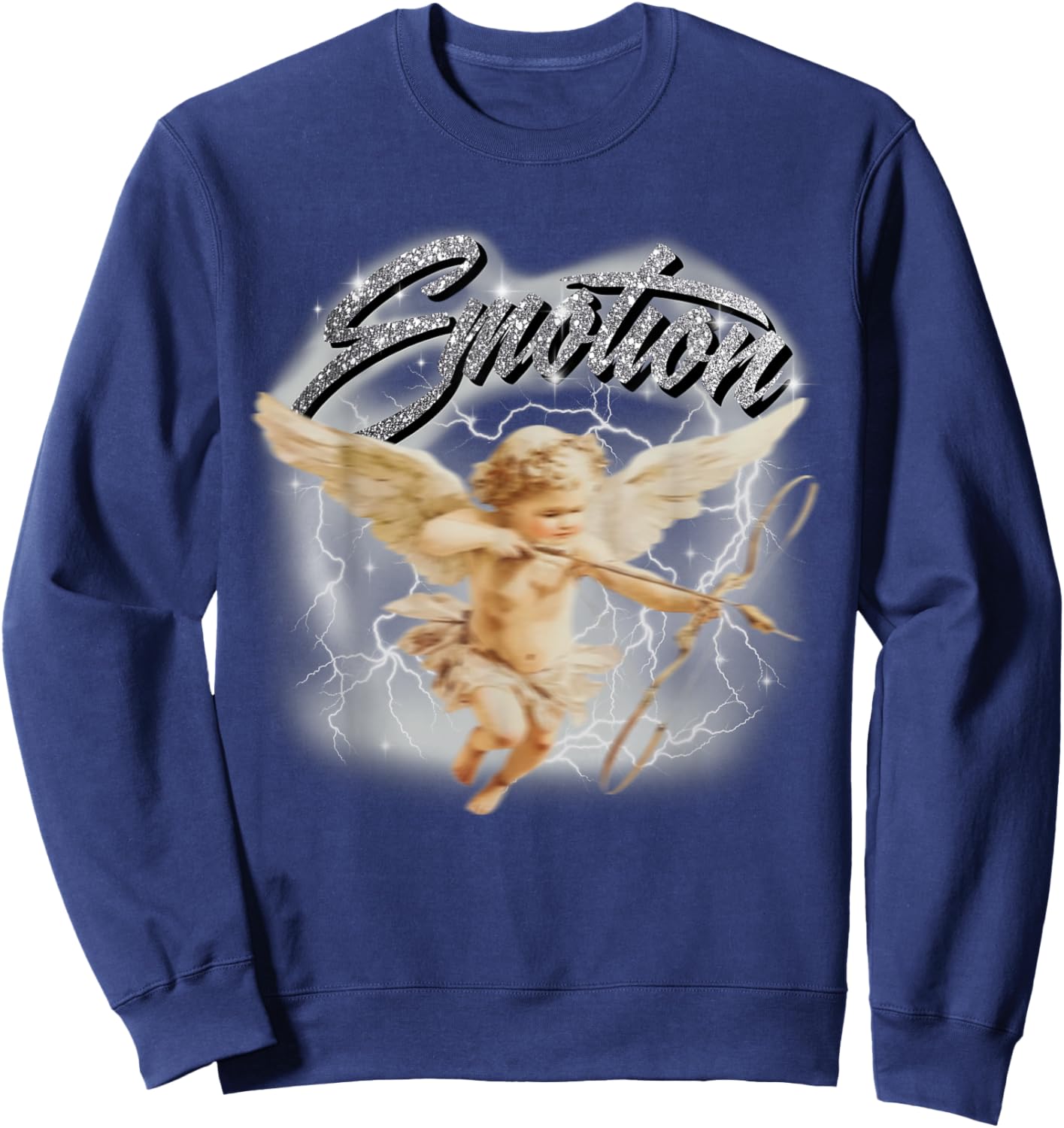 Emotion Cupid Angel Y2K Graphic Aesthetic Streetwear Sweatshirt - Sweatshirt | Navy