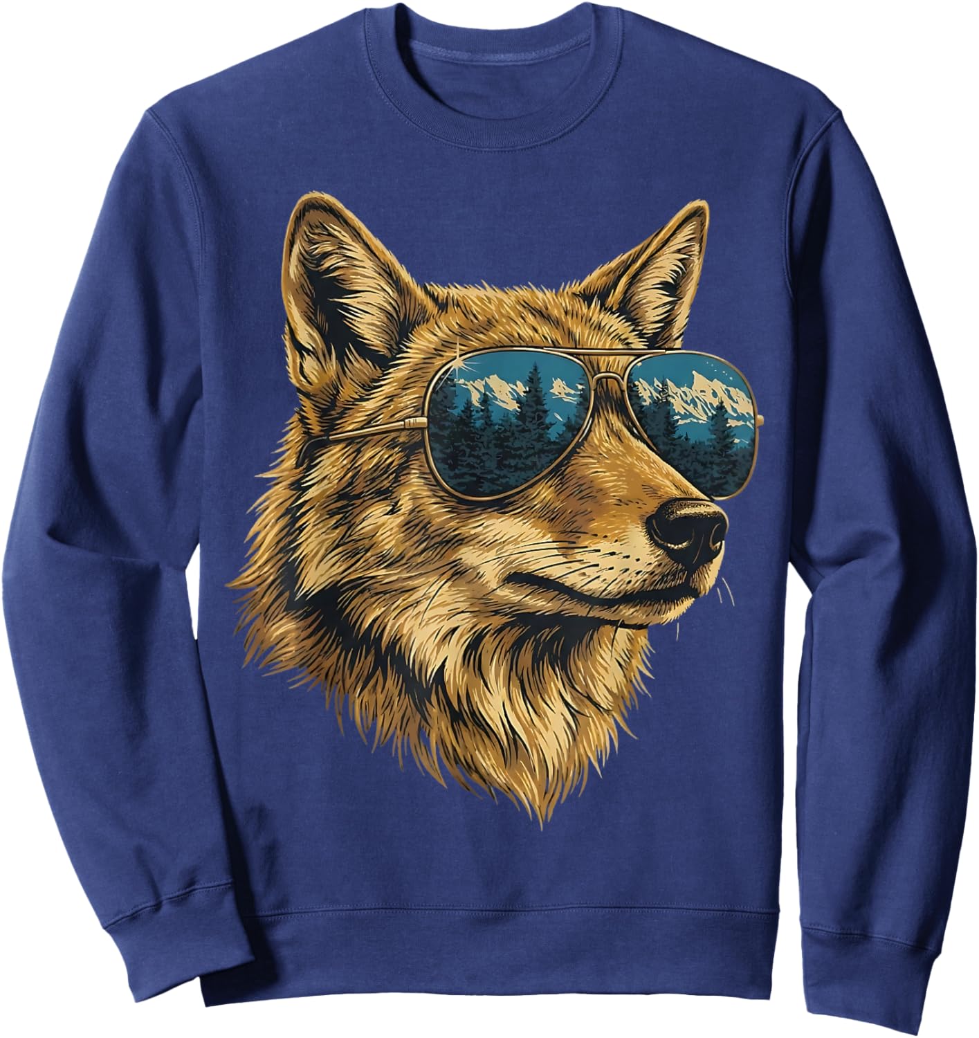 Cool Retro Coyote Sunglasses Wildlife Animal Boys Kids Sweatshirt - Sweatshirt | Navy