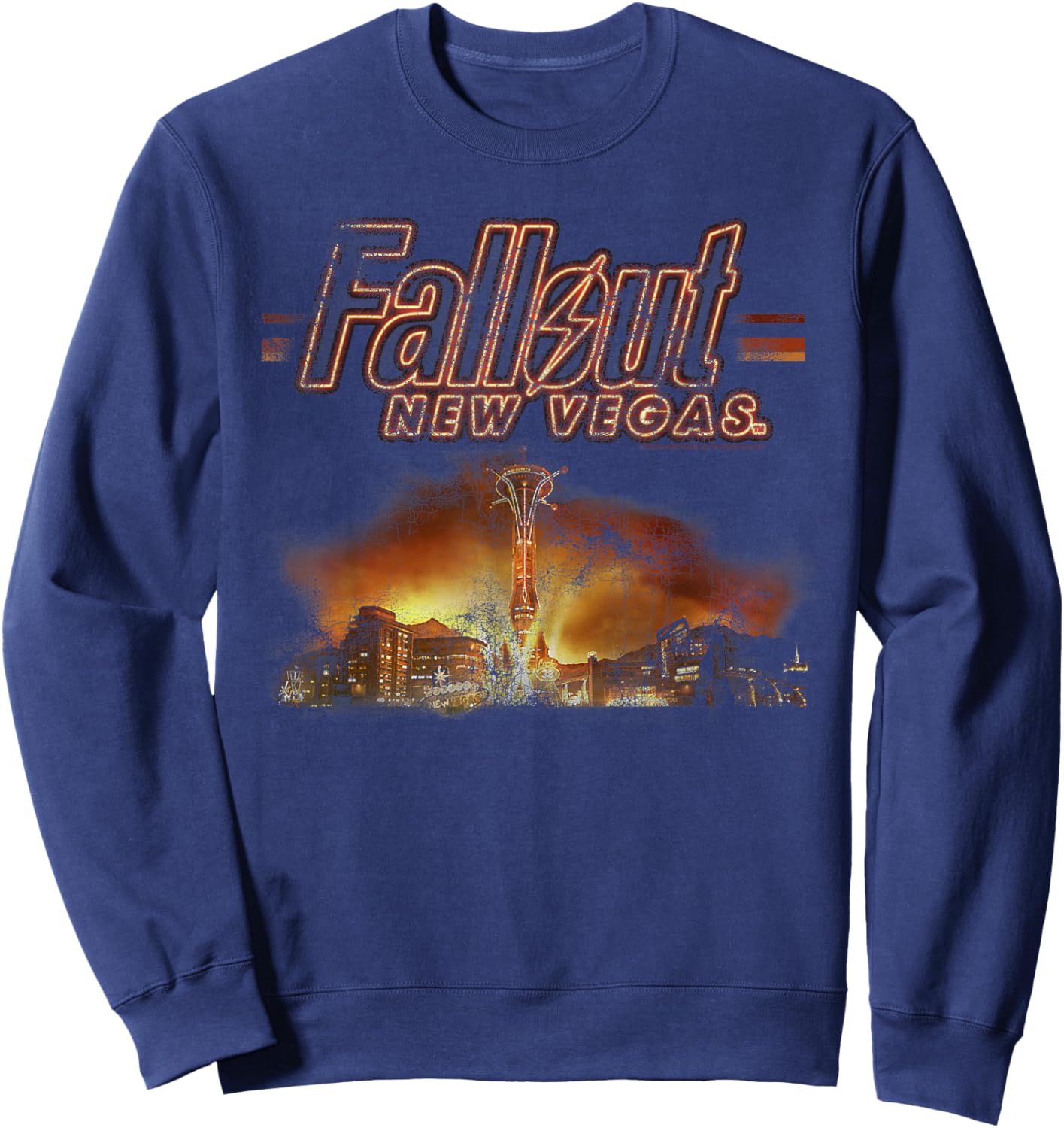Fallout Video Game New Vegas Skyline Retro Souvenir Design Sweatshirt - Sweatshirt | Navy