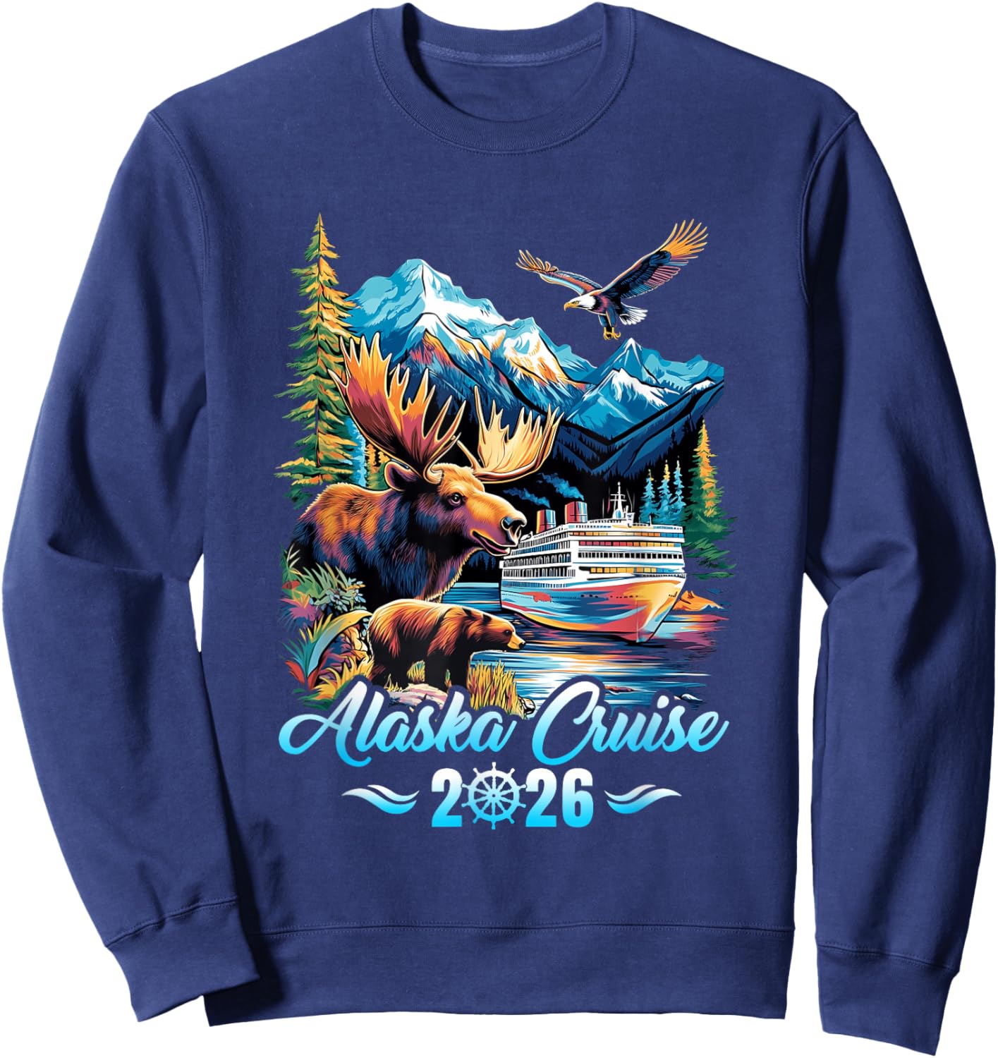 Alaska Cruise 2026 Matching Family Friends Group Alaskan Sweatshirt - Sweatshirt | Navy