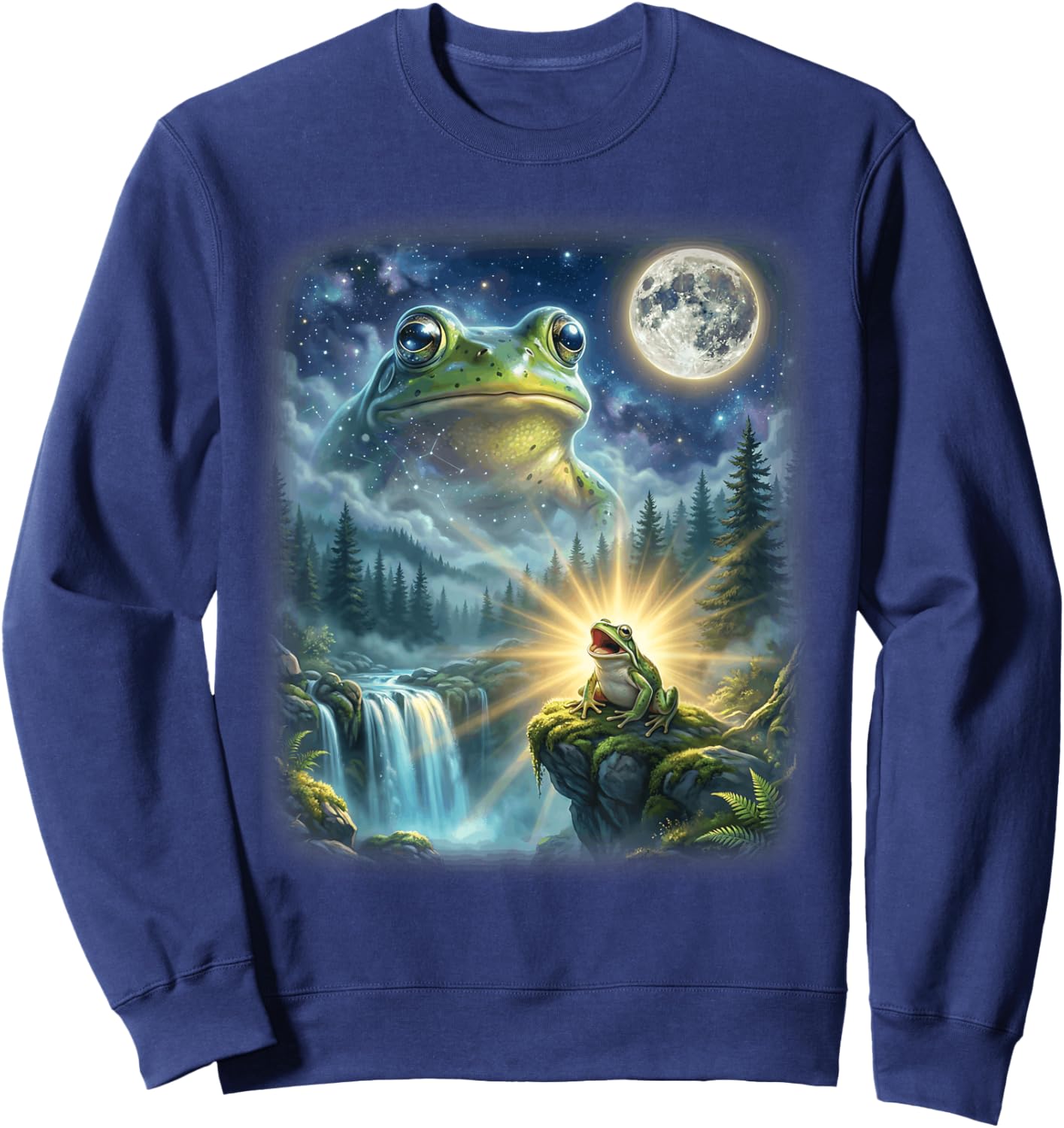 Frog in Fantasy World Funny Weird Frog Sweatshirt - Sweatshirt | Navy