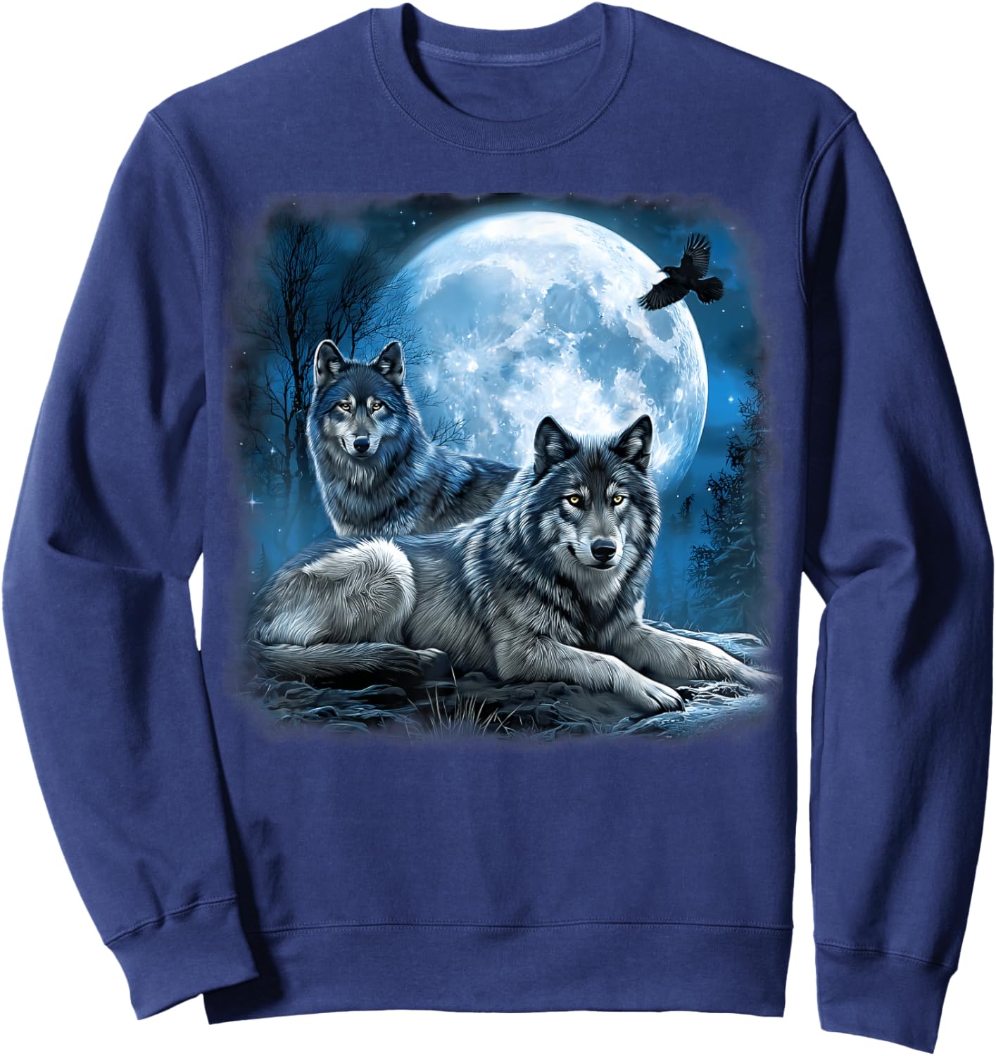 Wolf Pack Starry Wildlife Wolves Wild Animal Moon Night Sweatshirt - Sweatshirt | Navy