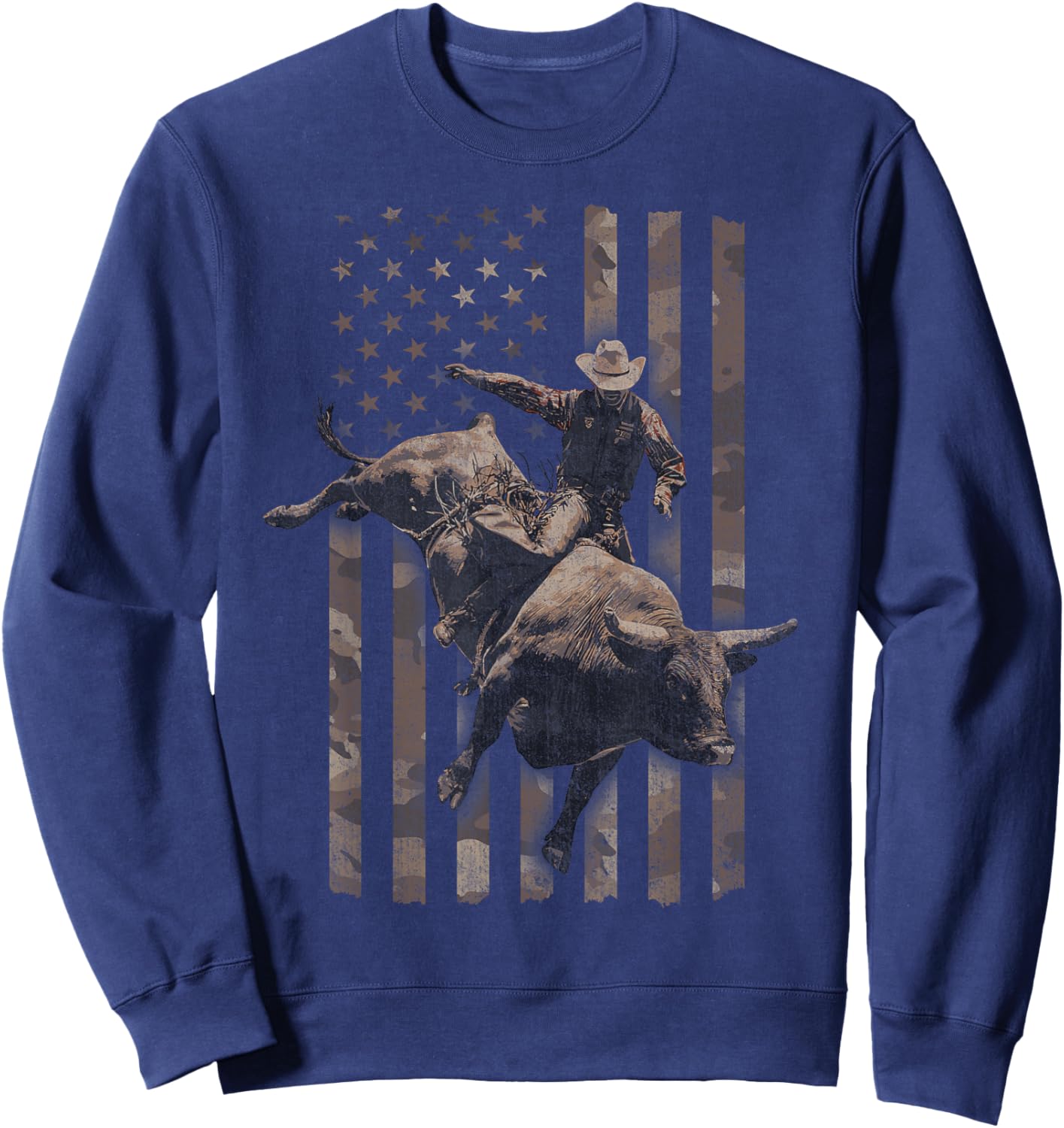 Western Rodeo American Flag Sweatshirt - Sweatshirt | Navy