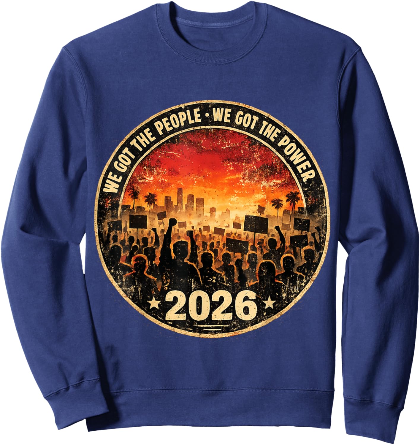 Retro Union Solidarity Workers Rights Labor Movement Protest Sweatshirt - Sweatshirt | Navy