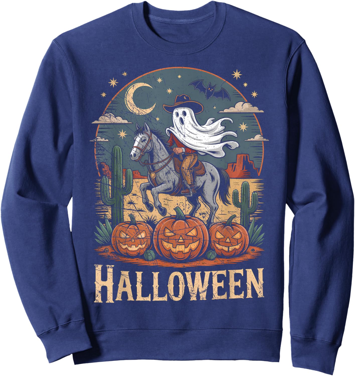 Ghost Riding Horse Halloween Season Sweatshirt - Sweatshirt | Navy