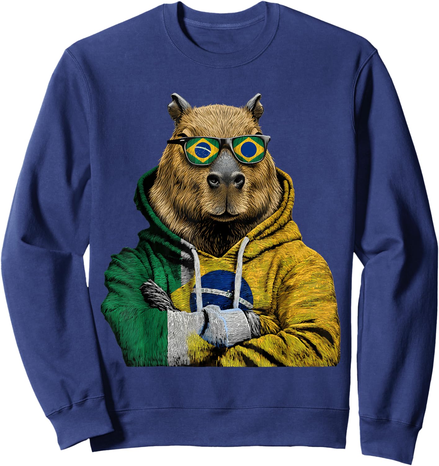 Brasil Flag Capybara Brazilian Pride Brasilian Roots Brazil Sweatshirt - Sweatshirt | Navy