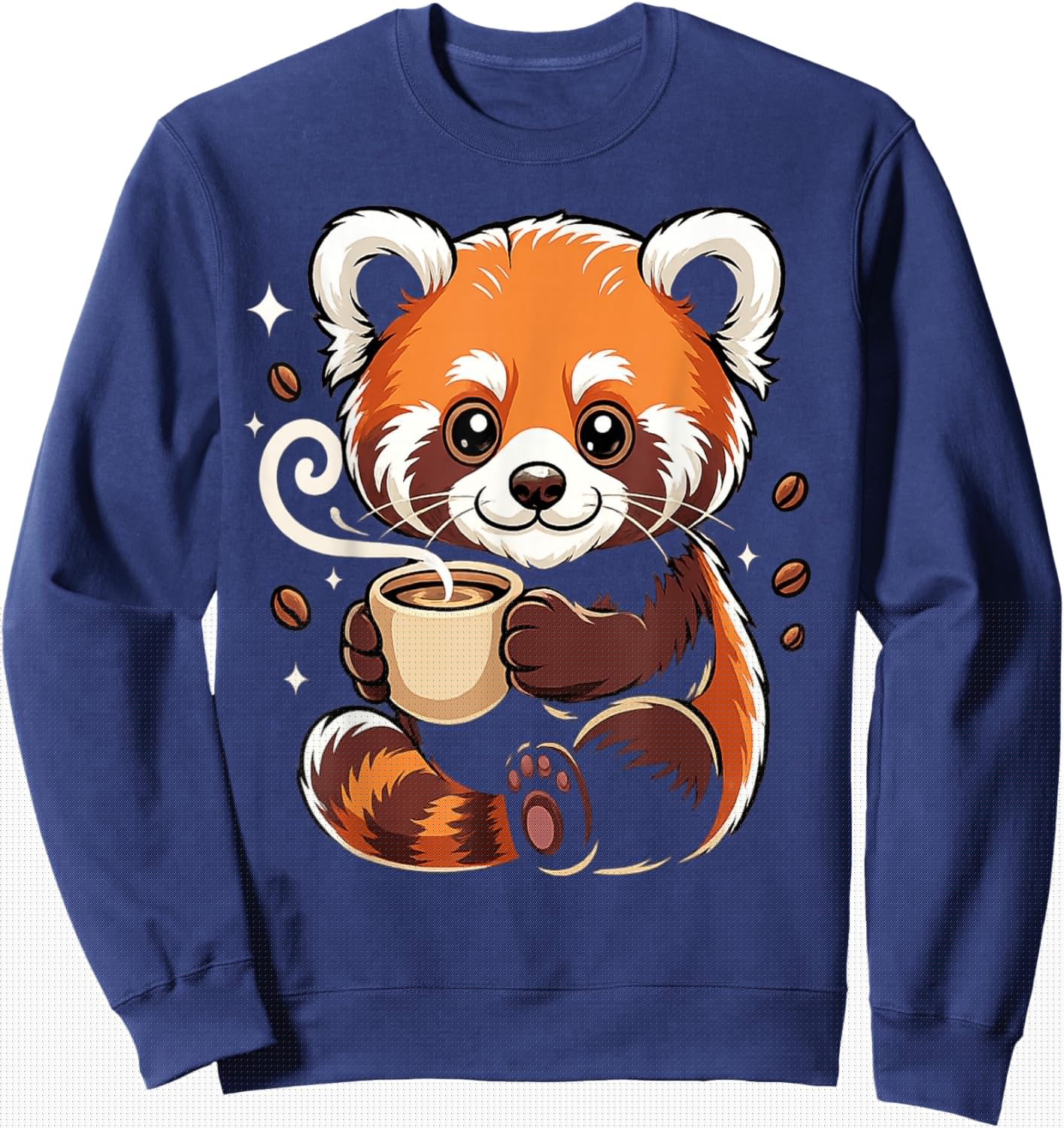 Cute red Panda Coffee Design for Animal Lovers and red Panda Sweatshirt - Sweatshirt | Navy