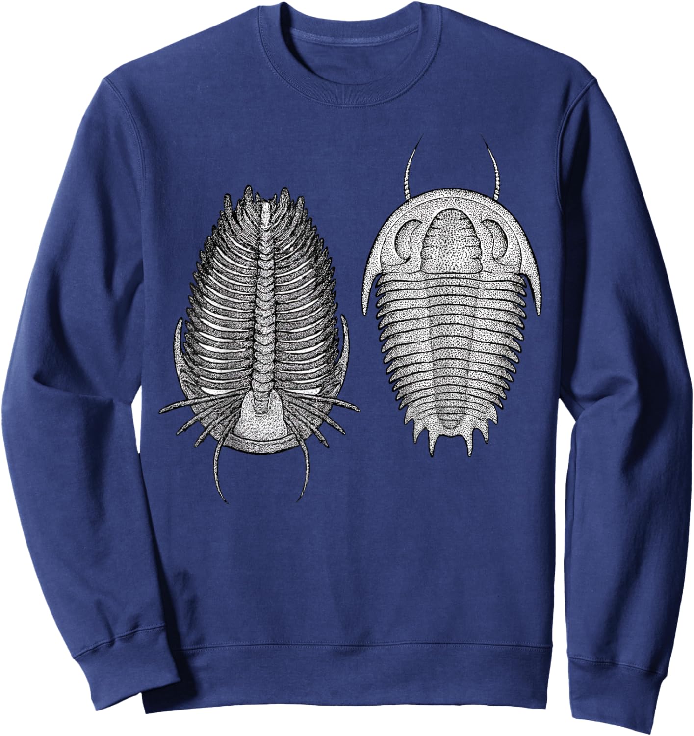 Trilobite Fossil Dorsal and Ventral View Paleontology Sweatshirt - Sweatshirt | Navy