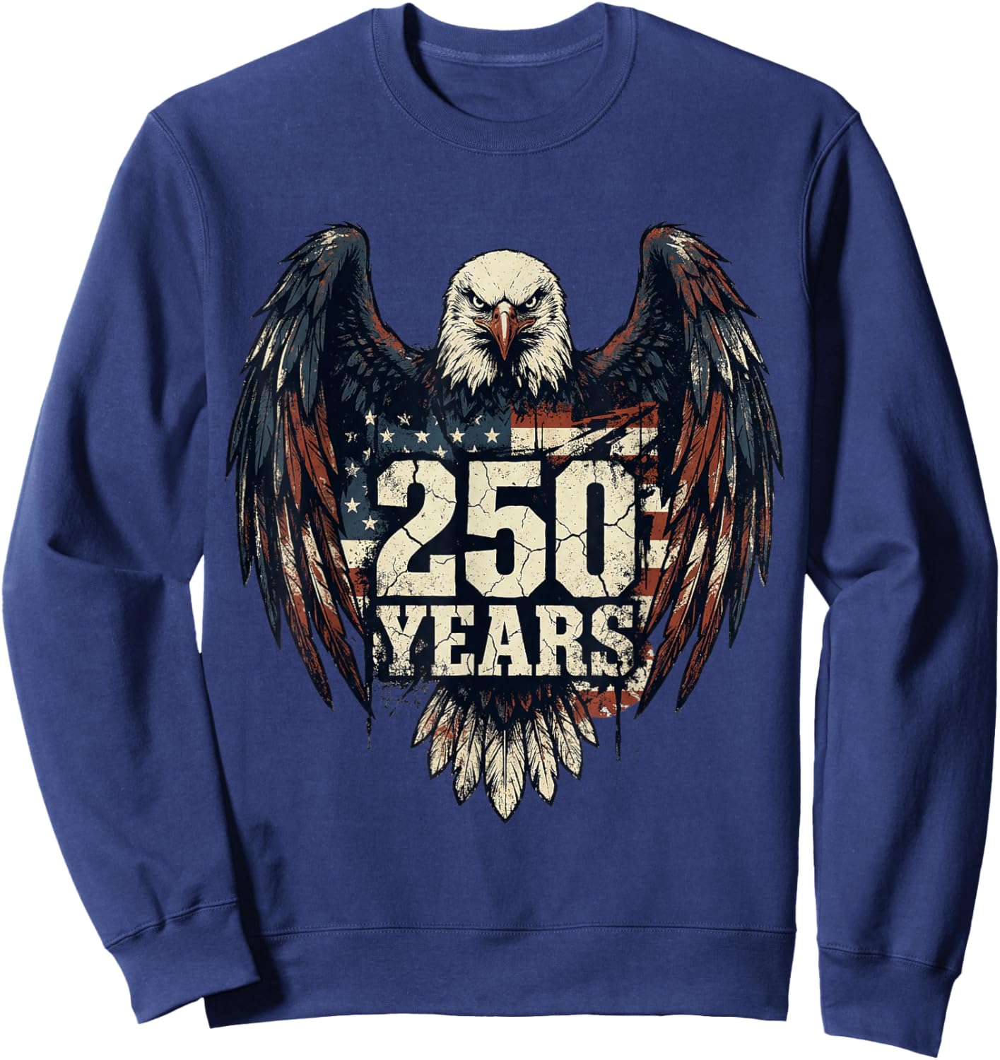250 Years Patriotic American Flag 1776-2026 Sweatshirt - Sweatshirt | Navy
