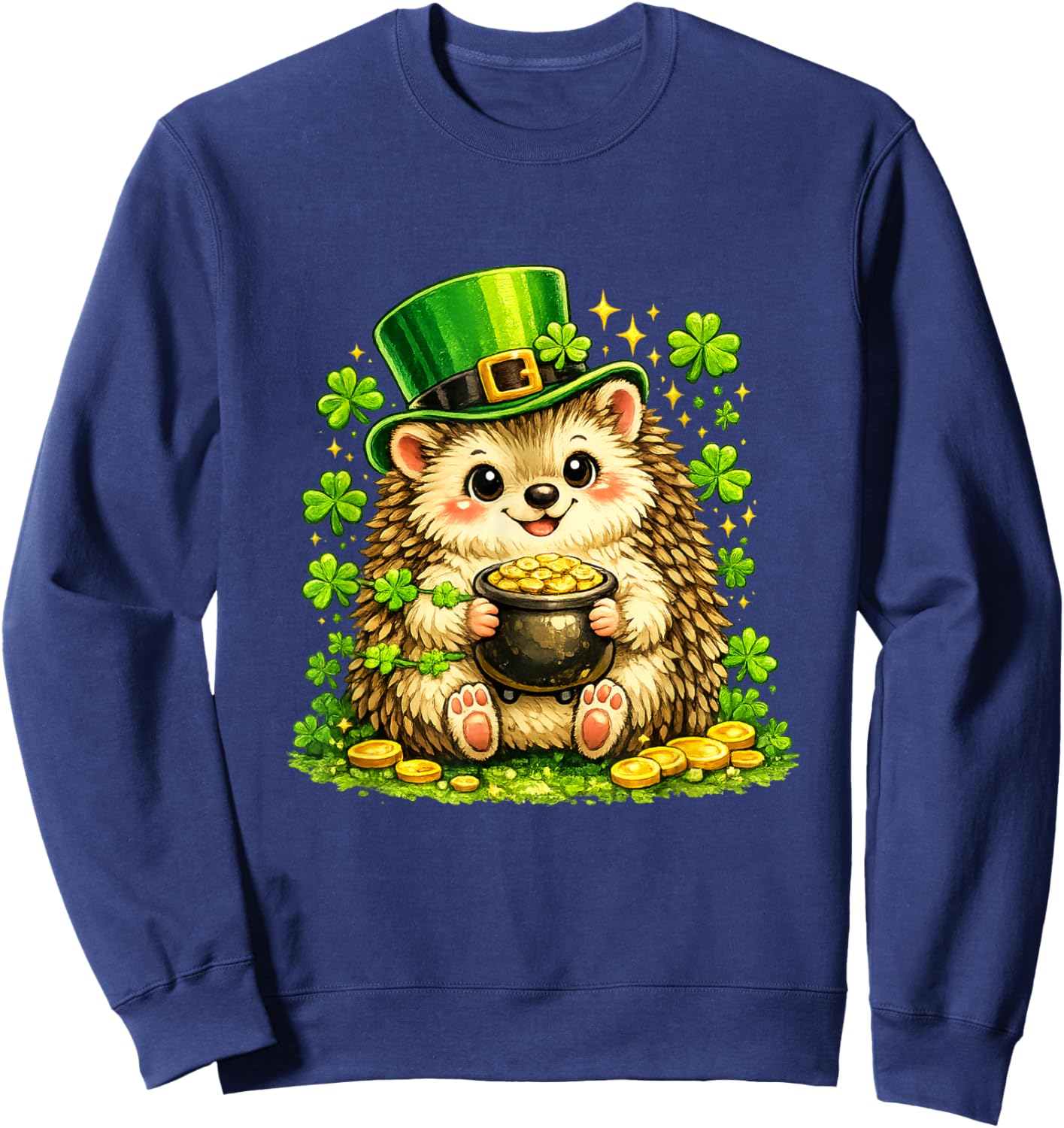 Cute Lucky Hedgehog Leprechaun St Patrick’s Day Funny Sweatshirt - Sweatshirt | Navy