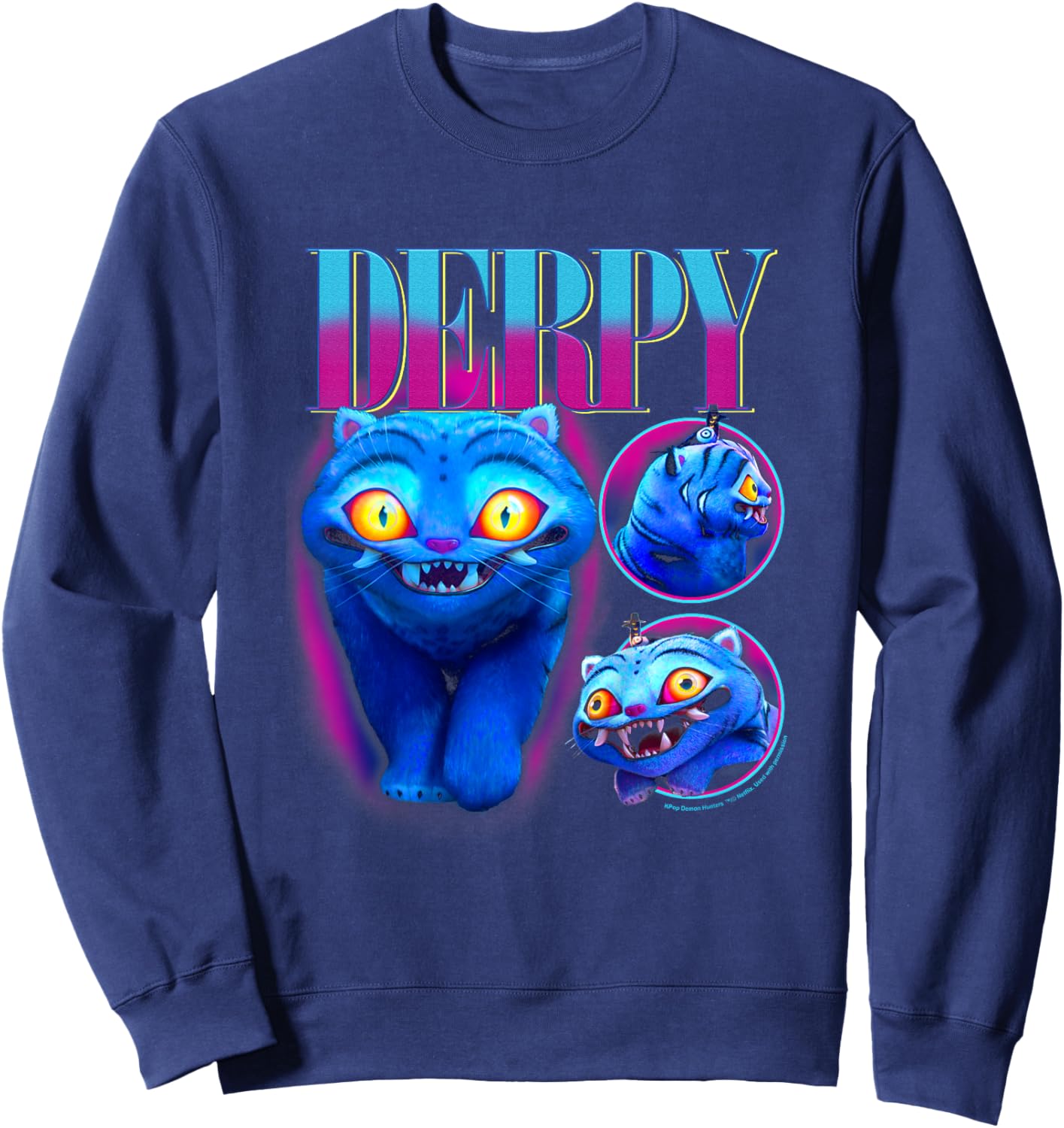 Kpop Demon Hunters Derpy Showcase Y2K Style Poster Sweatshirt - Sweatshirt | Navy