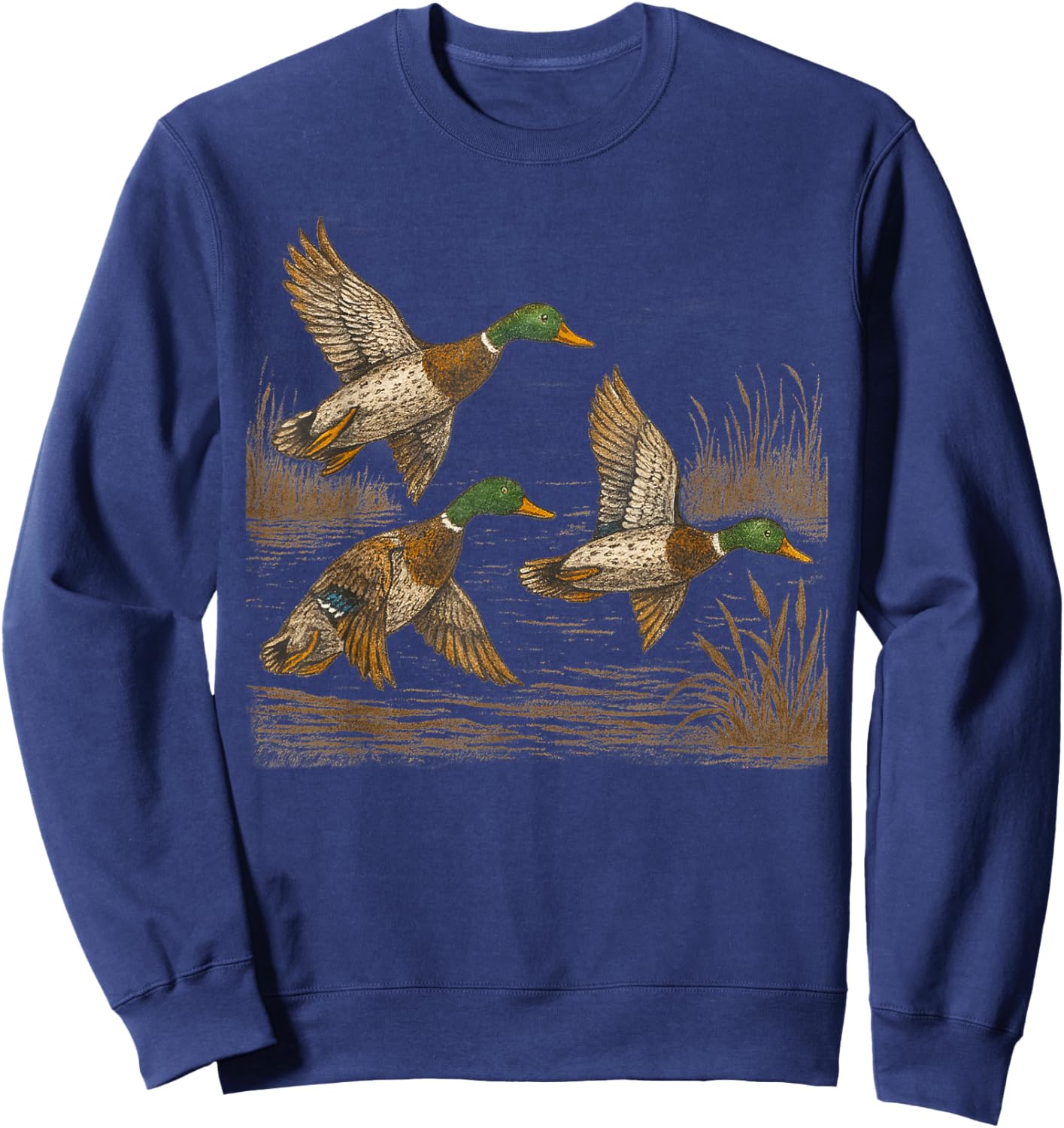 Retro Duck Nature 90s Vintage Wildlife Women Kids Sweatshirt - Sweatshirt | Navy