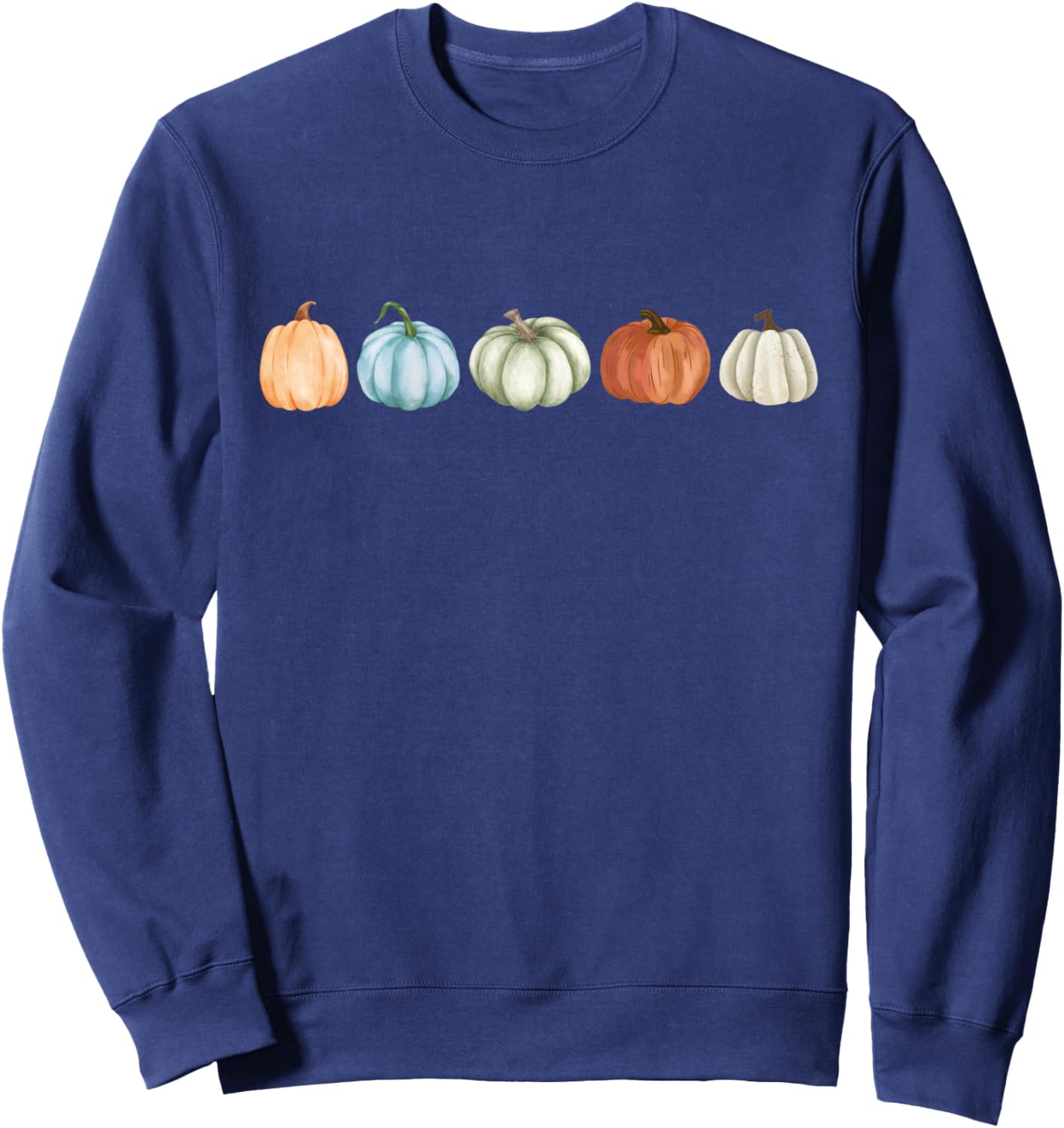 Five Pumpkins Fall Design | Autumn Thanksgiving Halloween Sweatshirt - Sweatshirt | Navy