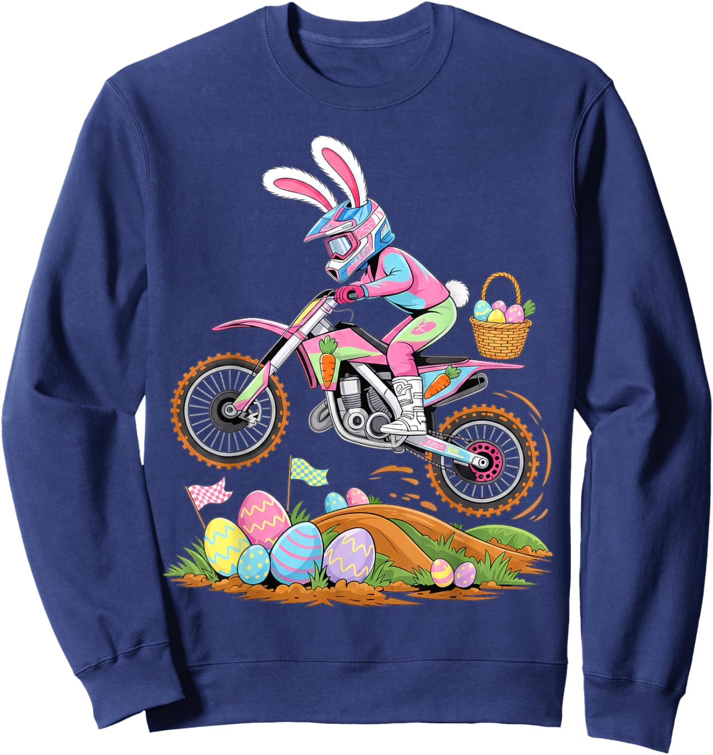 Motocross Bunny Dirt Bike Easter Motorcycle Men Boys Sweatshirt - Sweatshirt | Navy