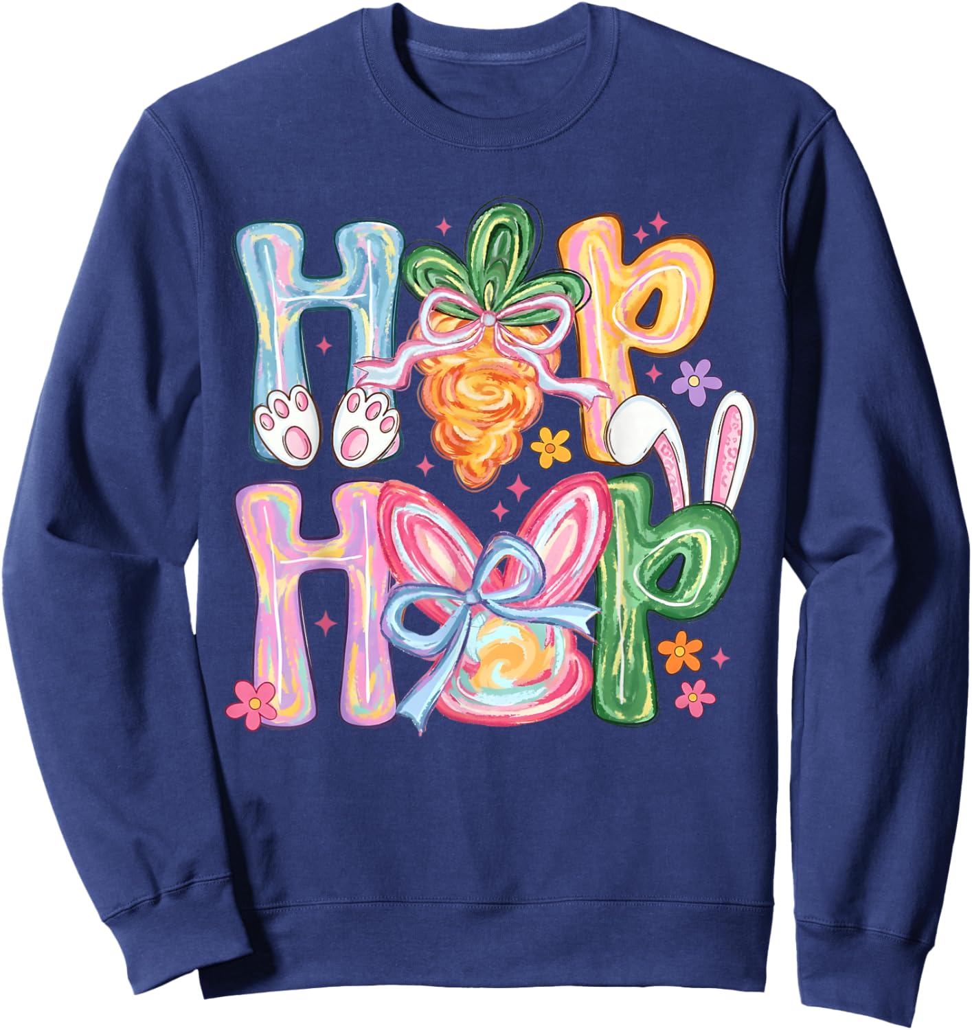 Happy Easter Hip Hop Bunny Egg Coquette Bow Girl Women Sweatshirt - Sweatshirt | Navy