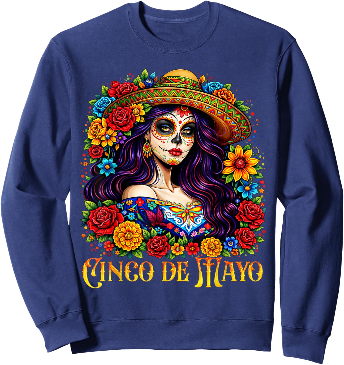 Happy Cinco De Mayo 2026 Mexican Fiesta 5 De Mayo Girl Women Sweatshirt - Sweatshirt | Navy