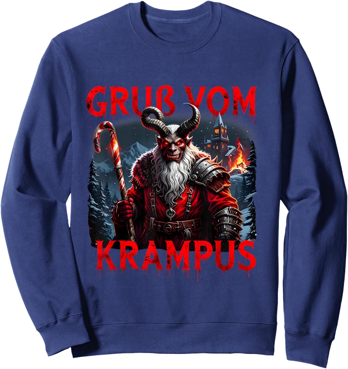 Vintage Gruß Vom Krampus Dark Christmas Merry Holiday Horror Sweatshirt - Sweatshirt | Navy