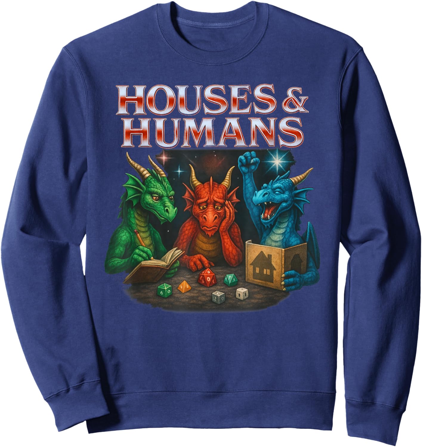 Gaming Houses and Humans Funny Game RPG Gamer Men Boys Kids Sweatshirt - Sweatshirt | Navy